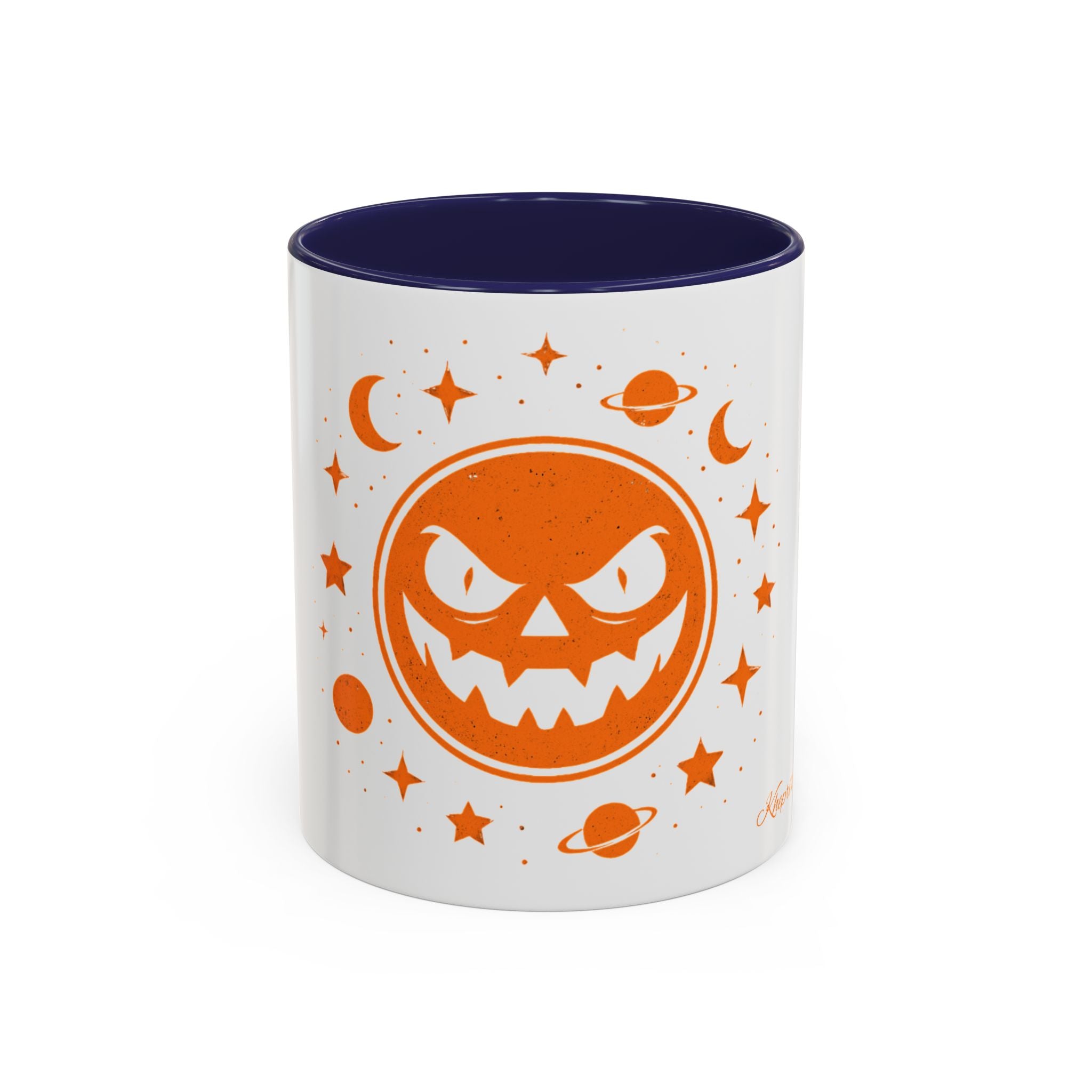 Cosmic Grin Coffee Mug - Fun Space Design, Halloween Gift, Unique Ceramic Mug, Sci-Fi Lover's Drinkware, Planetary Decor