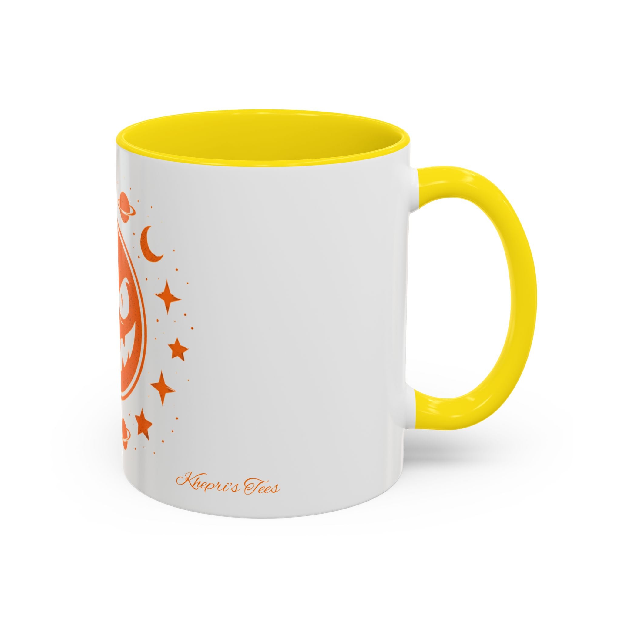 Cosmic Grin Coffee Mug - Fun Space Design, Halloween Gift, Unique Ceramic Mug, Sci-Fi Lover's Drinkware, Planetary Decor