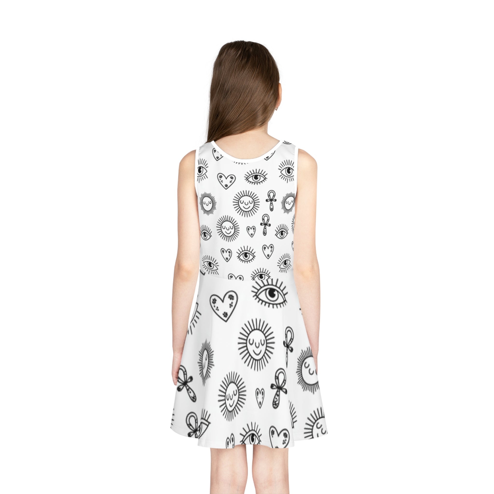 Sunny Vibes Girls' Sleeveless Sundress, Summer Dress for Girls, Fun Playwear, Perfect for Birthdays, Vacation, and Sunny Days