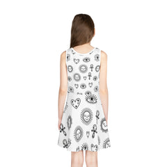 Sunny Vibes Girls' Sleeveless Sundress, Summer Dress for Girls, Fun Playwear, Perfect for Birthdays, Vacation, and Sunny Days