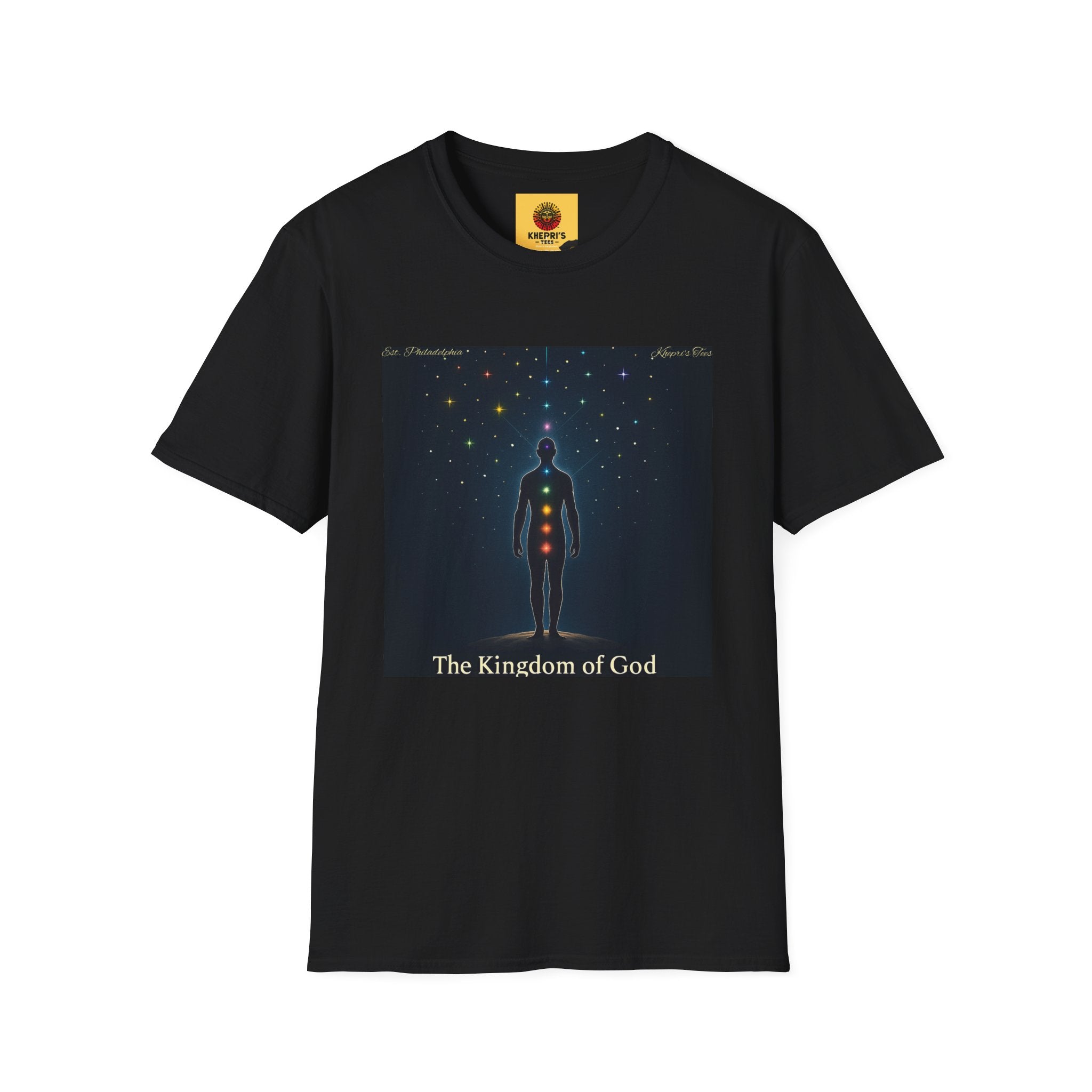 The Kingdom of God Chakra Design | Luke 17:21 | Spiritual Unisex T-Shirt | Comfortable Graphic Tee for Meditation, Yoga, Spirituality, Gifts