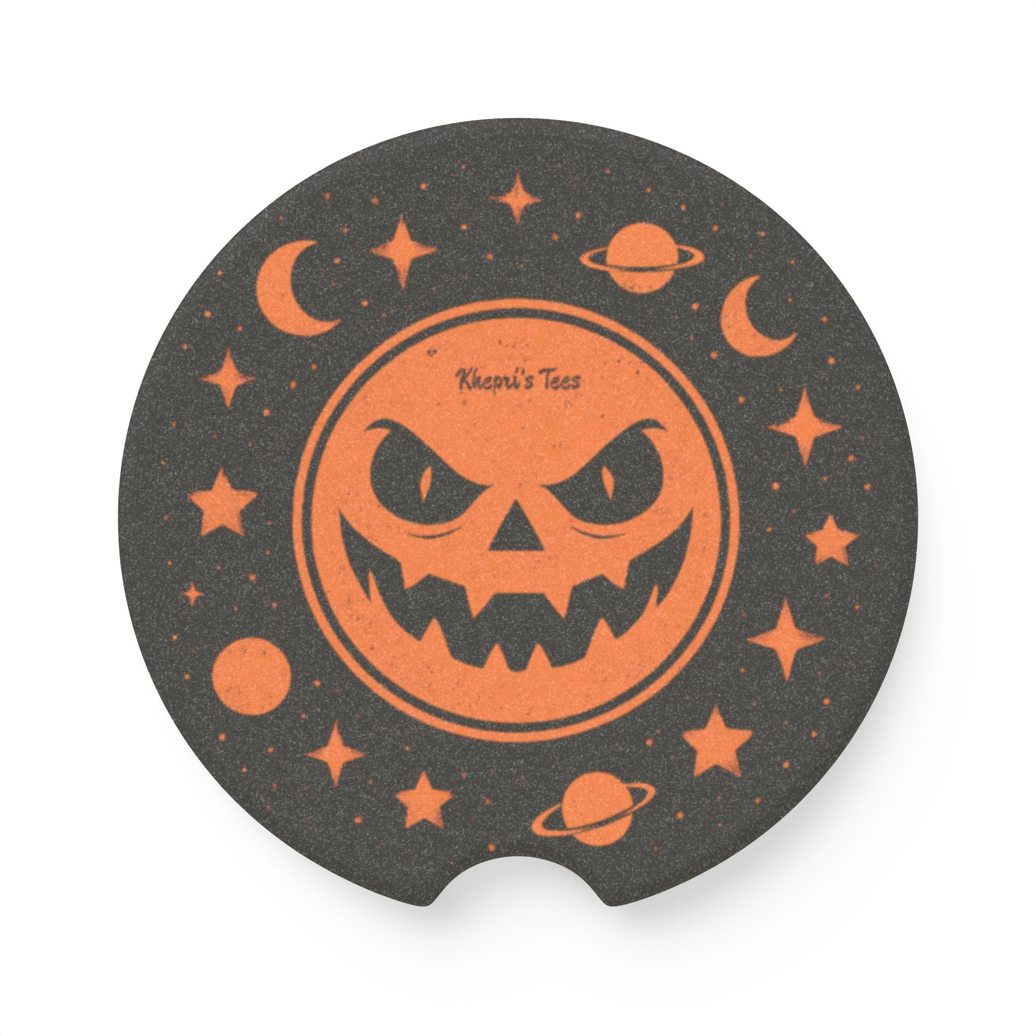 Halloween Soapstone Car Coaster, Pumpkin Car Accessories, Fall Decor, Spooky Gift, Auto Interior Decor