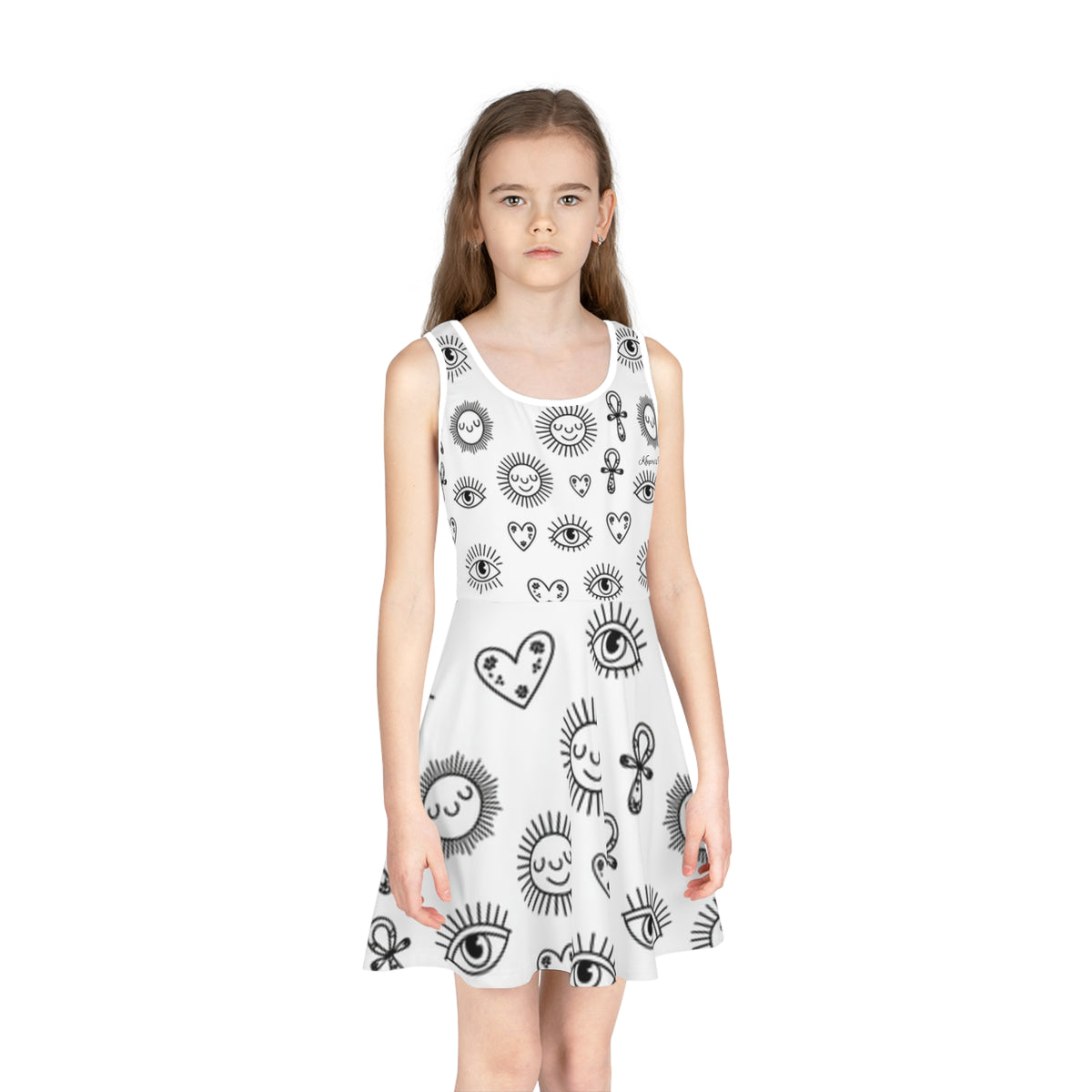 Sunny Vibes Girls' Sleeveless Sundress, Summer Dress for Girls, Fun Playwear, Perfect for Birthdays, Vacation, and Sunny Days