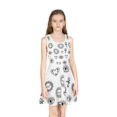 Sunny Vibes Girls' Sleeveless Sundress, Summer Dress for Girls, Fun Playwear, Perfect for Birthdays, Vacation, and Sunny Days