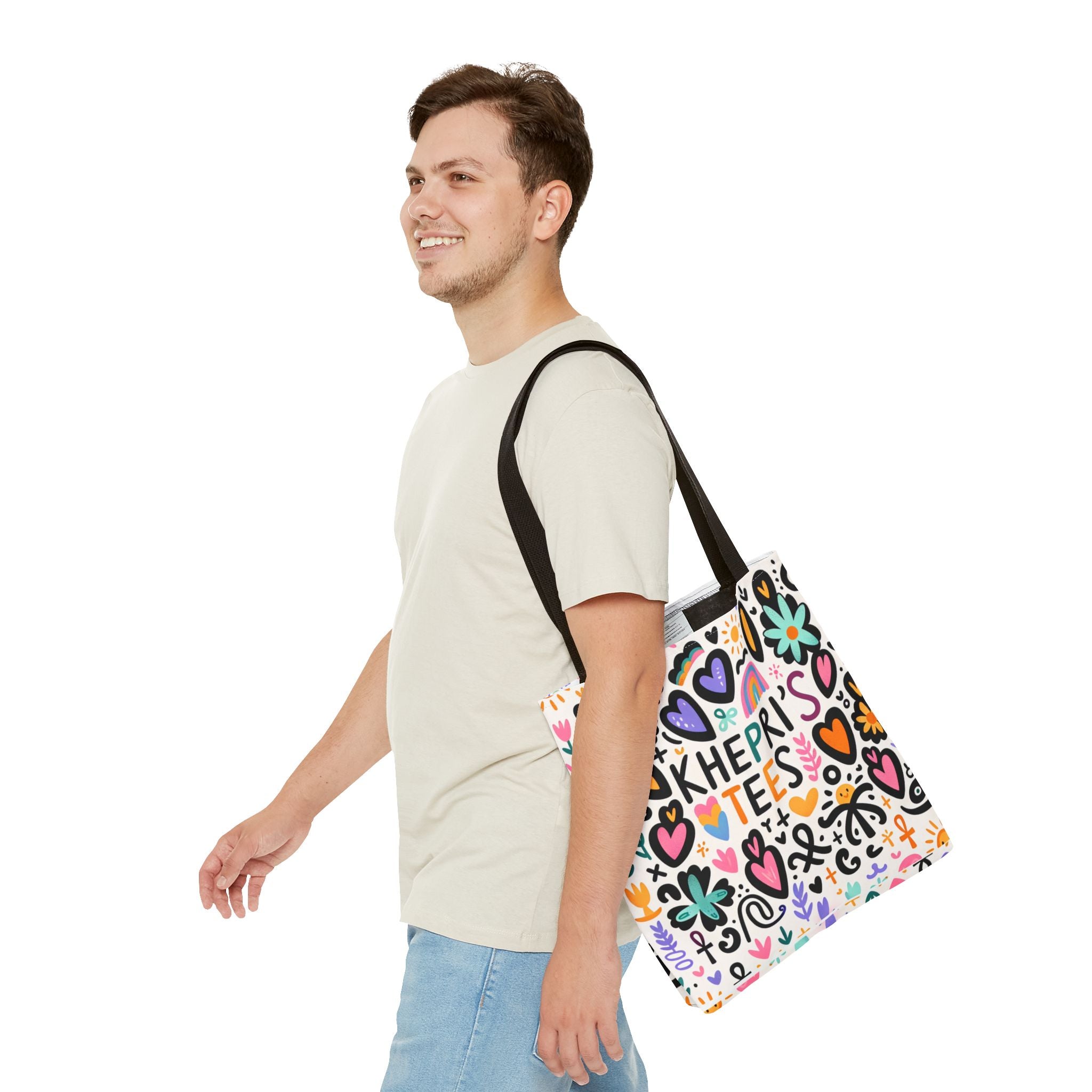 KT Colorful Illustrated Tote Bag - Perfect for Shopping, Beach, or Gift