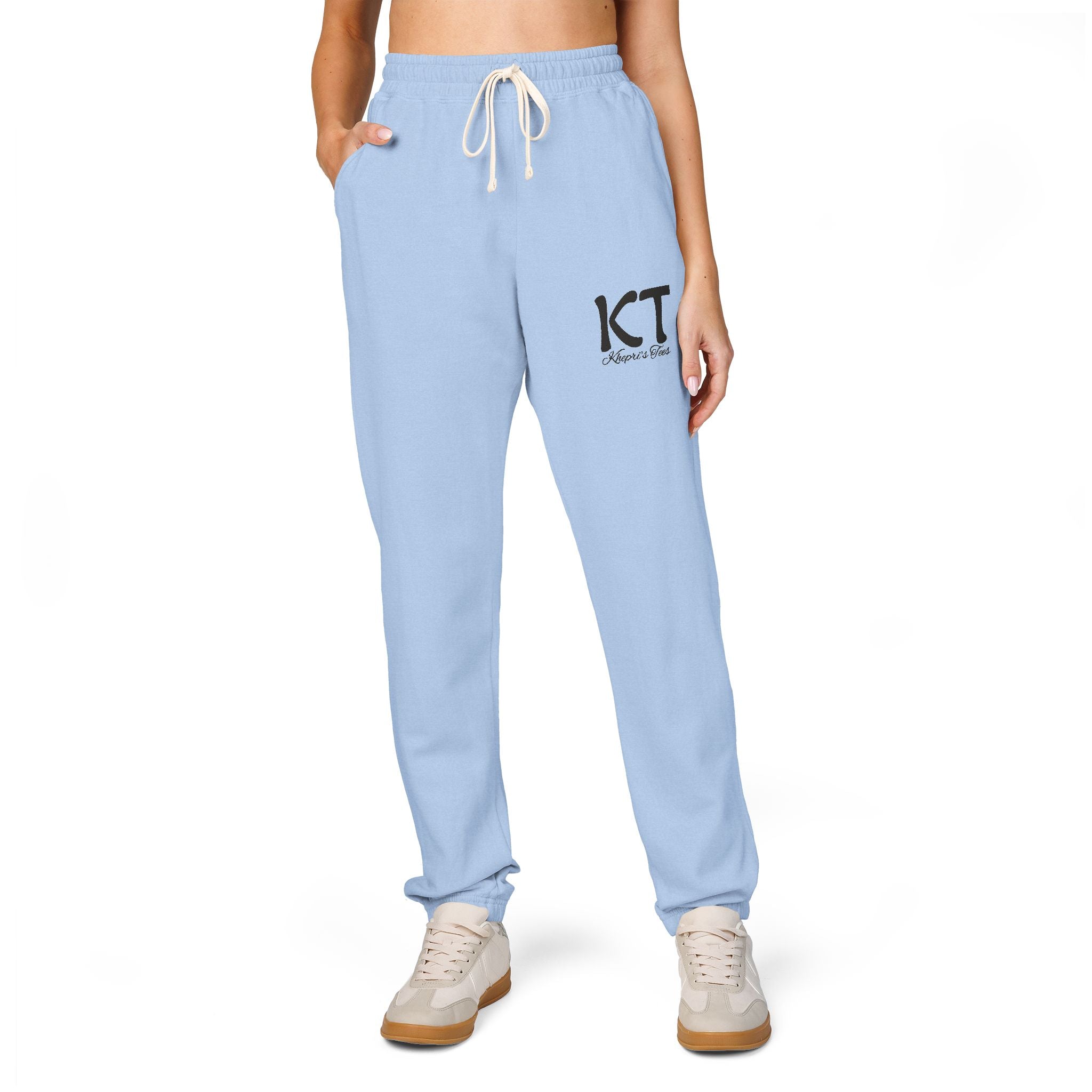 (Black) Comfy Fleece KT Sweatpants for Everyone - Cozy Loungewear, Perfect for Relaxing, Gifts, Travel, Indoor Wear, Khepri's Tees Fashion Pants