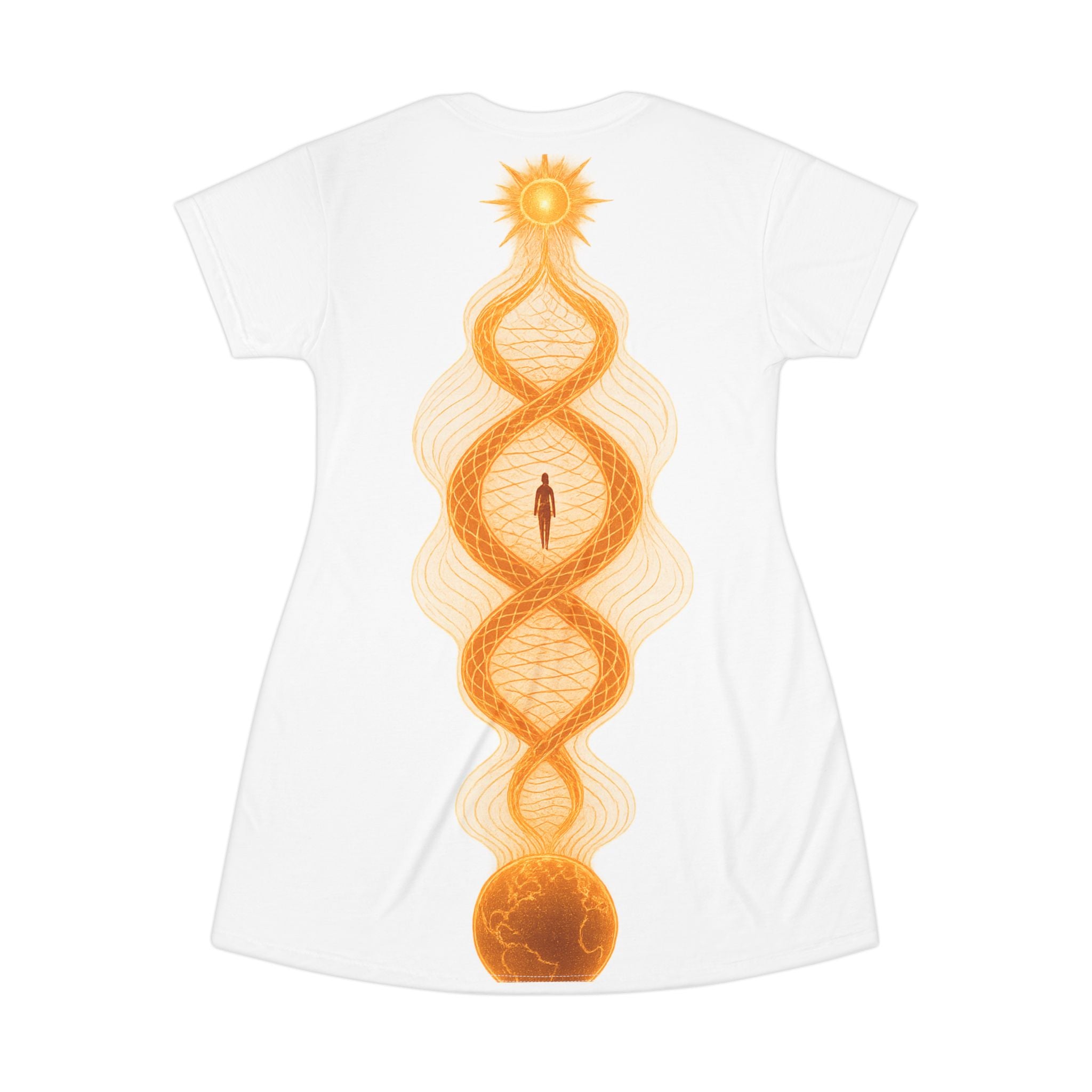 Physics of Ensoulment T-Shirt Dress — Spiritual Sun Earth DNA Graphic