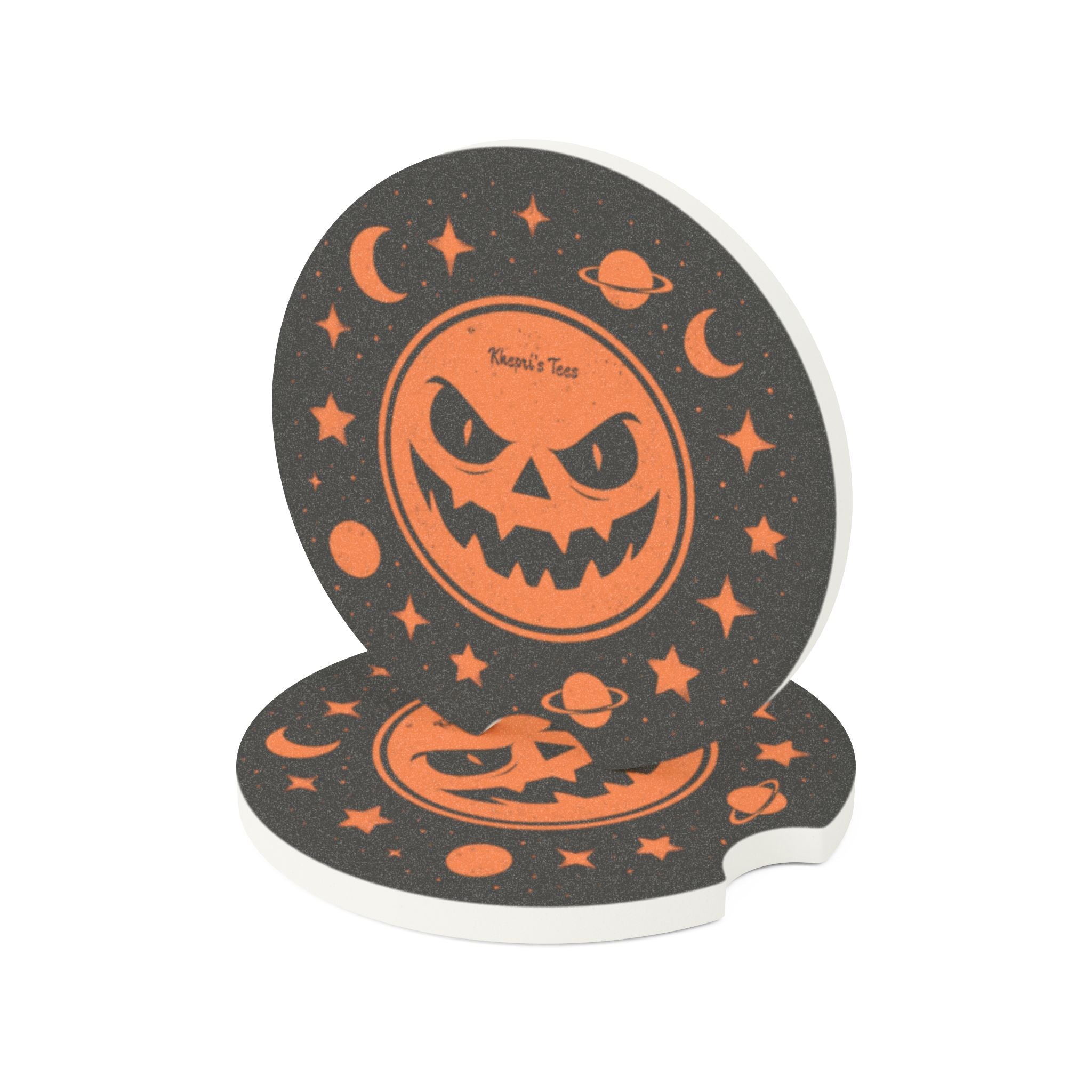Halloween Soapstone Car Coaster, Pumpkin Car Accessories, Fall Decor, Spooky Gift, Auto Interior Decor
