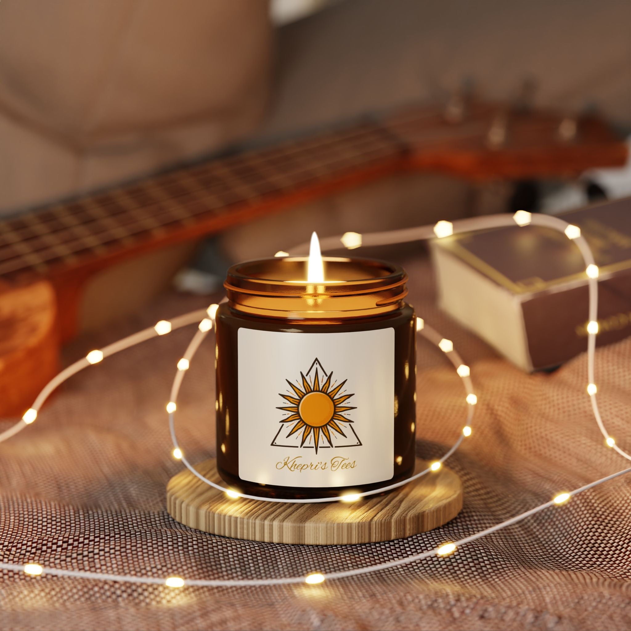 Soy Candle — Amber Jar with Sunflower Logo (Scented, Multi-Size)