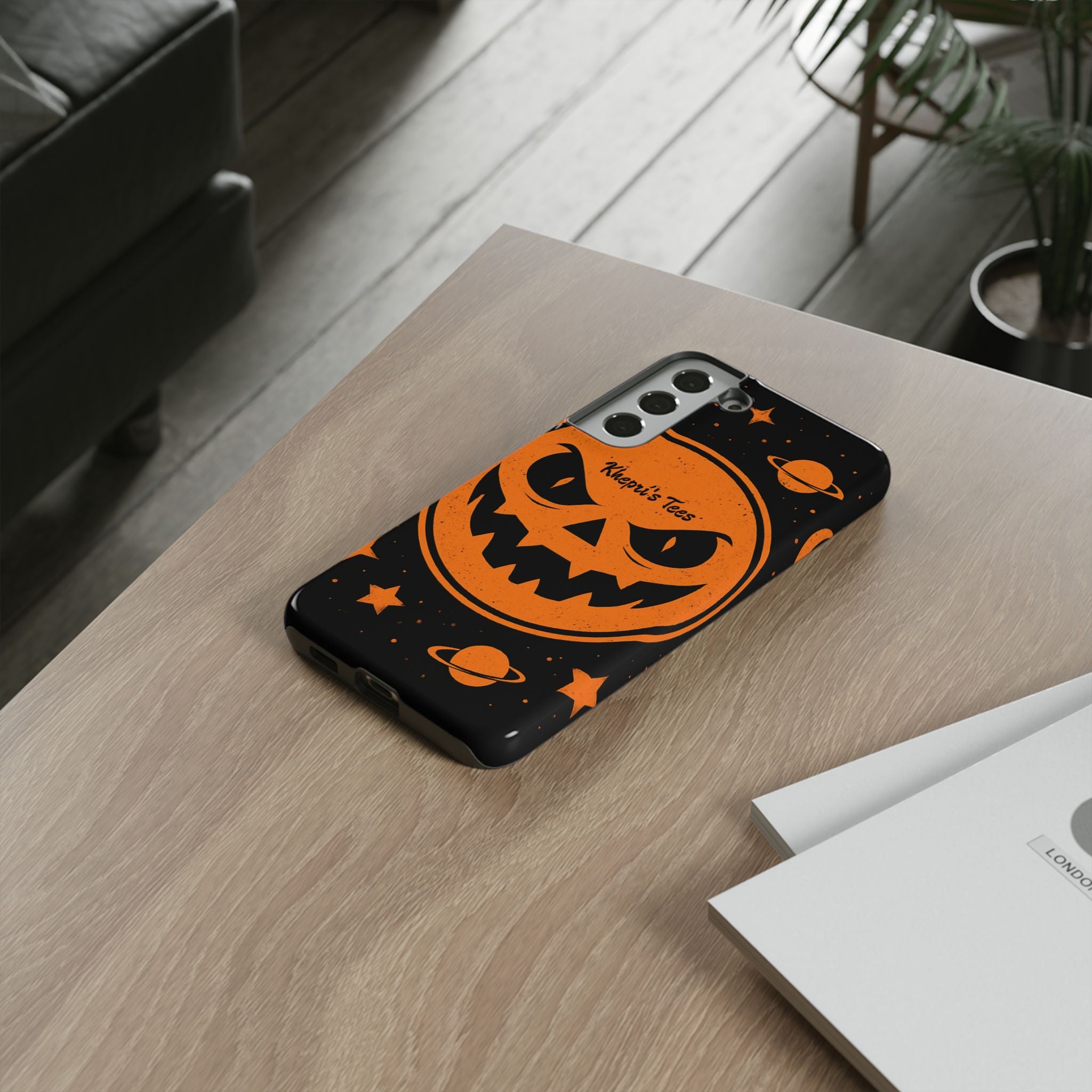 Halloween Monster Sun Phone Case, Spooky Cell Phone Cover, Tough Case for Halloween Lovers, Galaxy Print Phone Accessory, Kids & Adults Gift