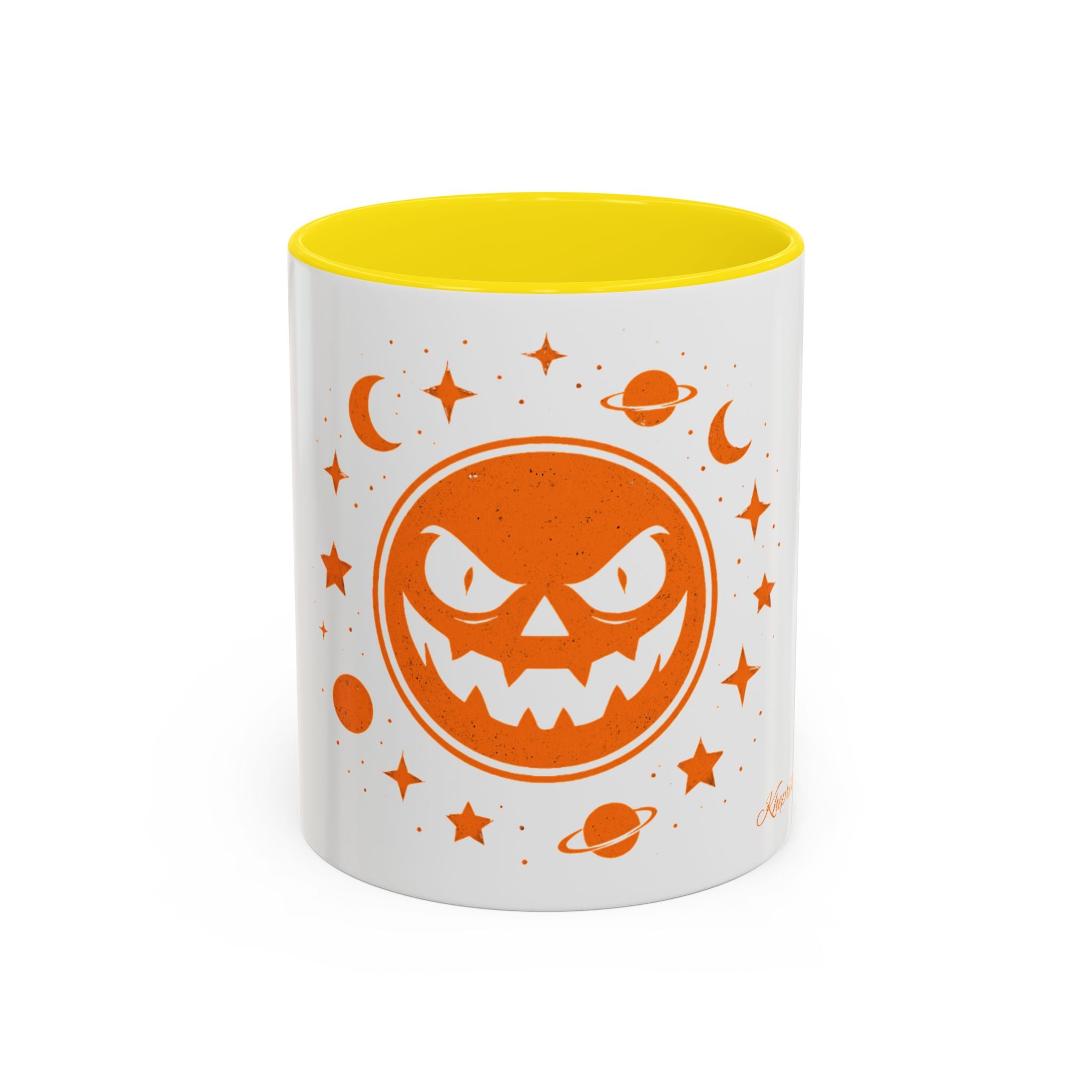 Cosmic Grin Coffee Mug - Fun Space Design, Halloween Gift, Unique Ceramic Mug, Sci-Fi Lover's Drinkware, Planetary Decor