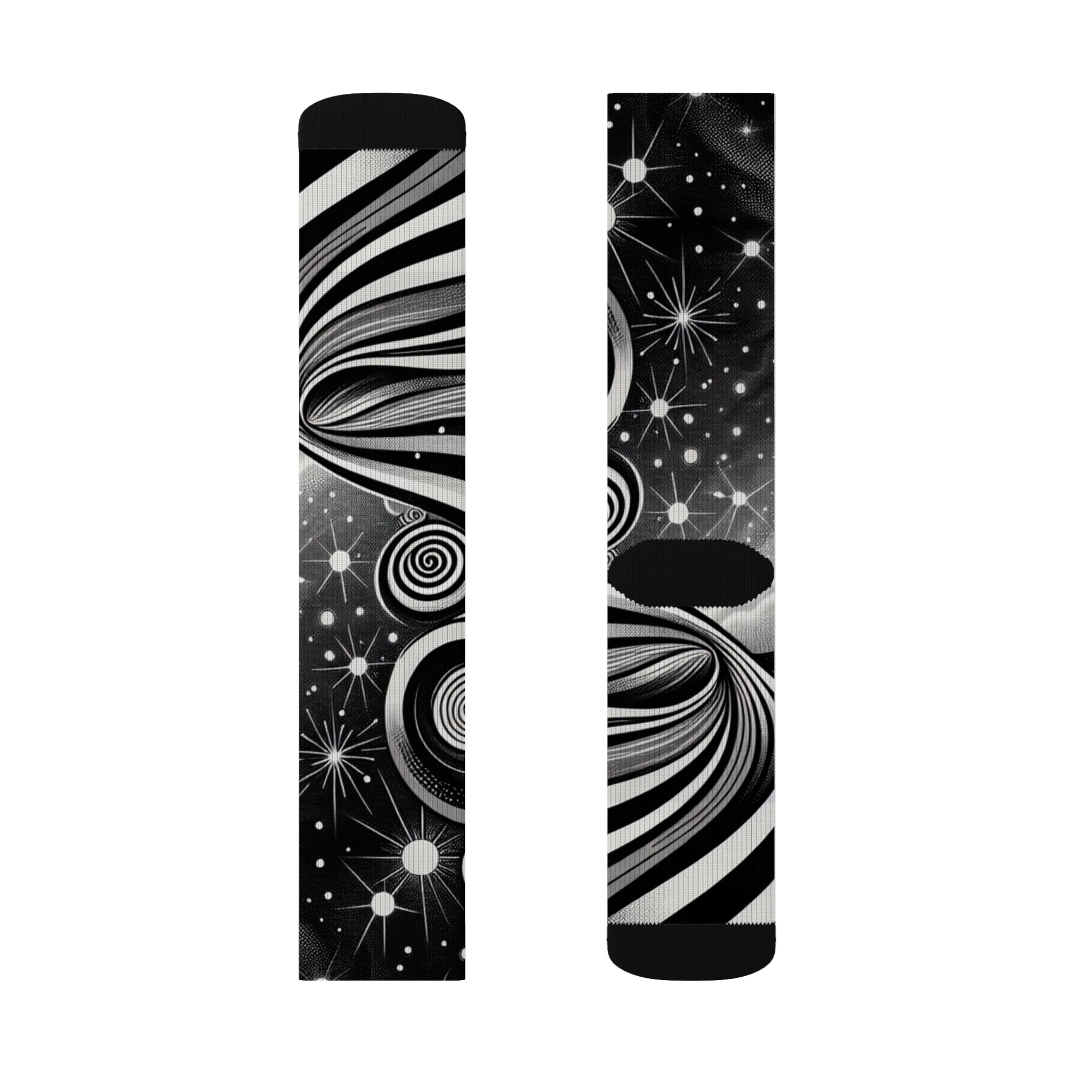 Cosmic Pattern Socks, Unique Sublimation Socks for Astronomers, Gift for Space Lovers, Black and White Starry Design, Stylish [...]