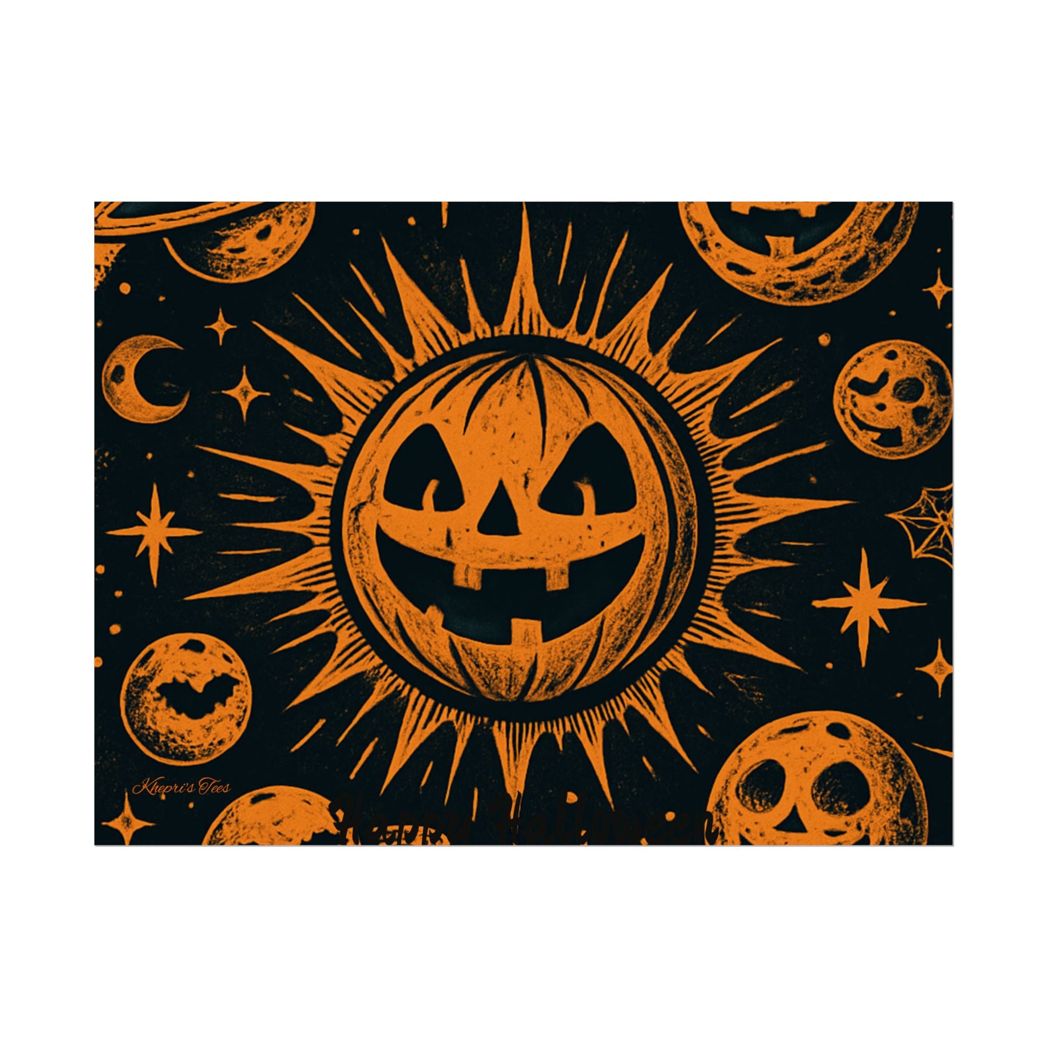 Sun & Friends- Halloween Rolled Poster, Spooky Wall Art, Fall Decor, Trick or Treat Print, Jack-o'-Lantern Home Decor