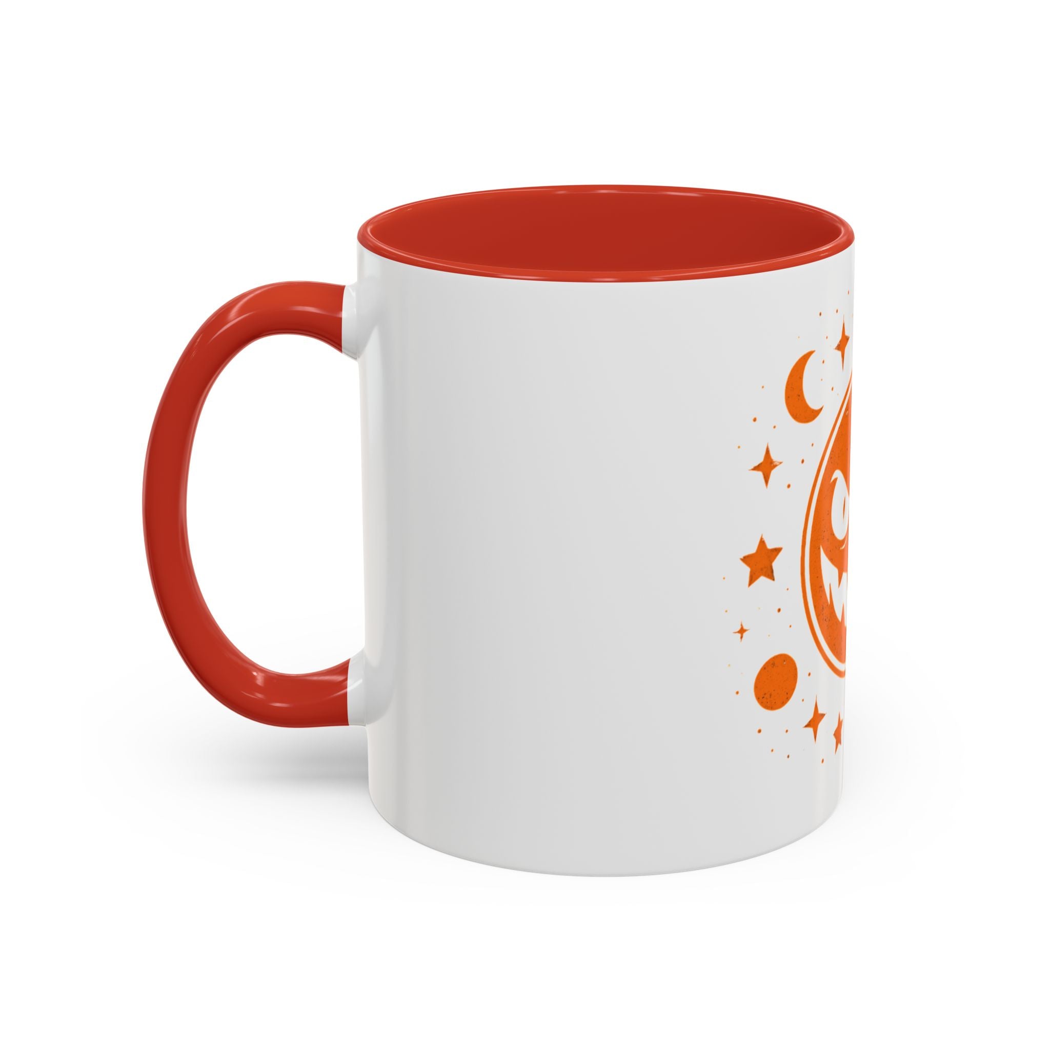 Cosmic Grin Coffee Mug - Fun Space Design, Halloween Gift, Unique Ceramic Mug, Sci-Fi Lover's Drinkware, Planetary Decor