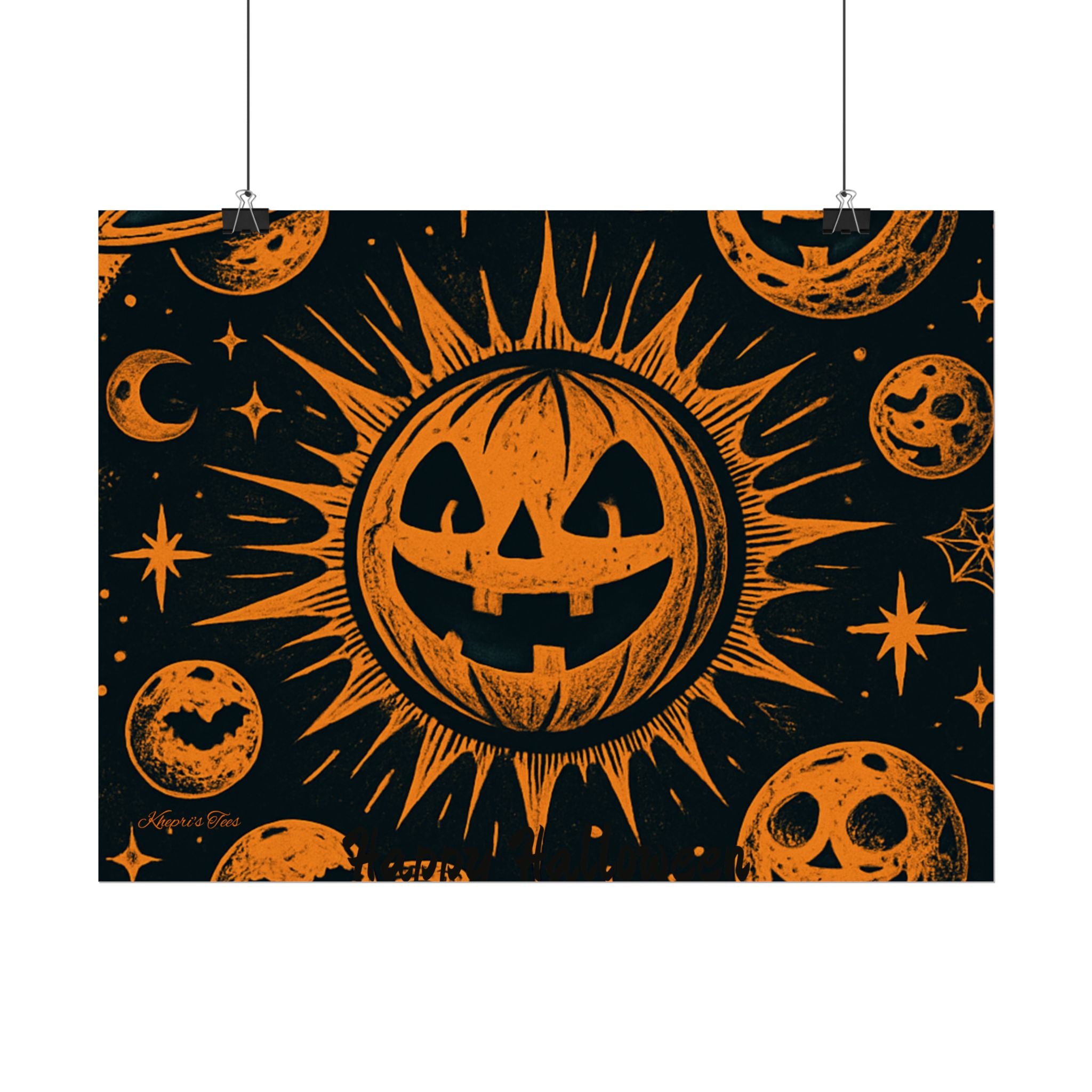 Sun & Friends- Halloween Rolled Poster, Spooky Wall Art, Fall Decor, Trick or Treat Print, Jack-o'-Lantern Home Decor