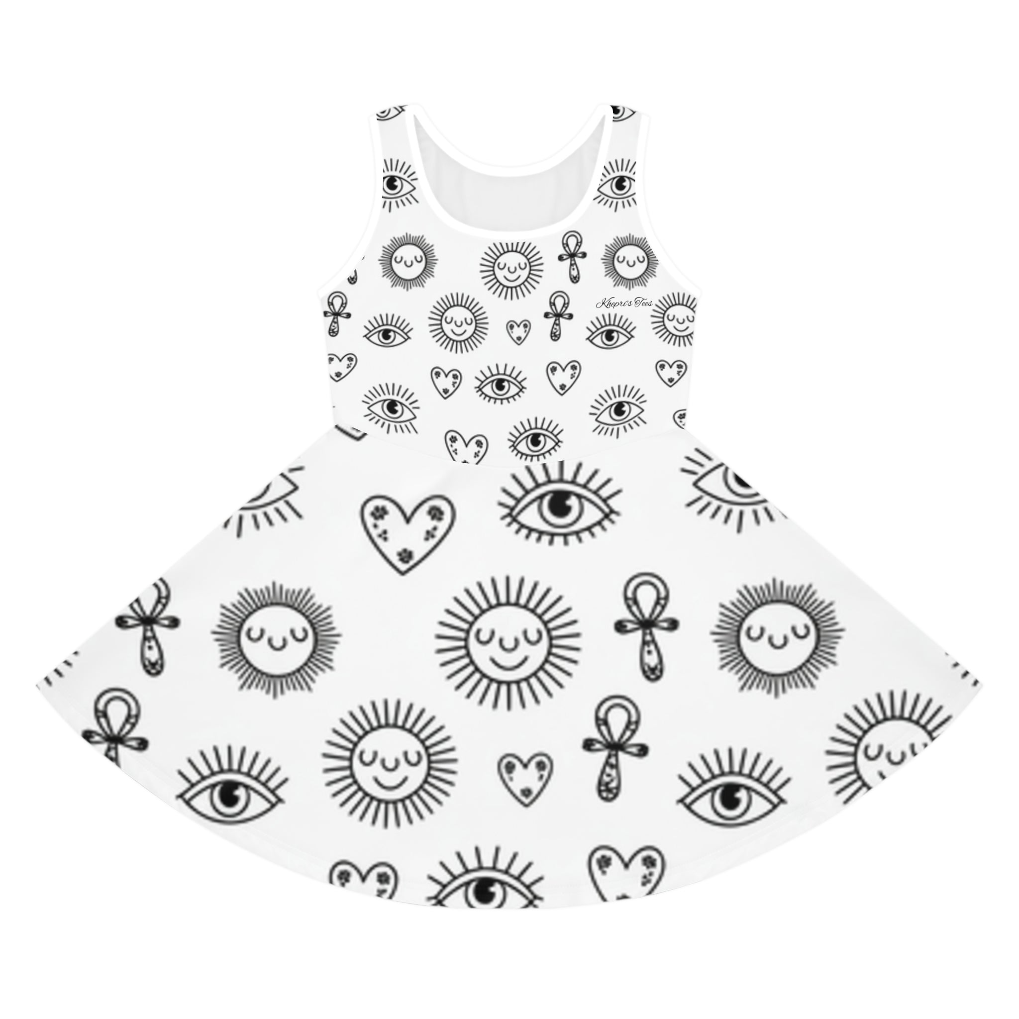 Sunny Vibes Girls' Sleeveless Sundress, Summer Dress for Girls, Fun Playwear, Perfect for Birthdays, Vacation, and Sunny Days