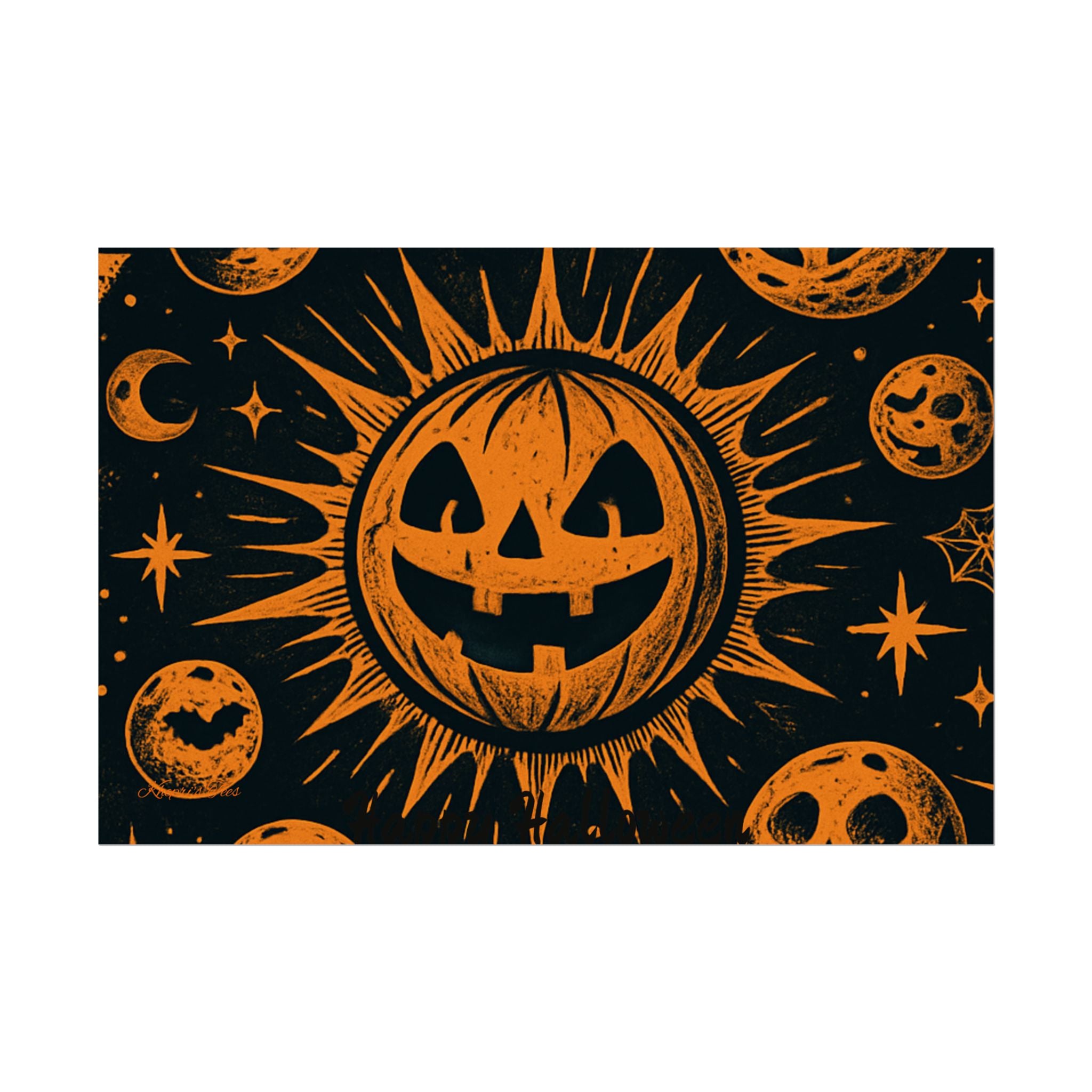 Sun & Friends- Halloween Rolled Poster, Spooky Wall Art, Fall Decor, Trick or Treat Print, Jack-o'-Lantern Home Decor