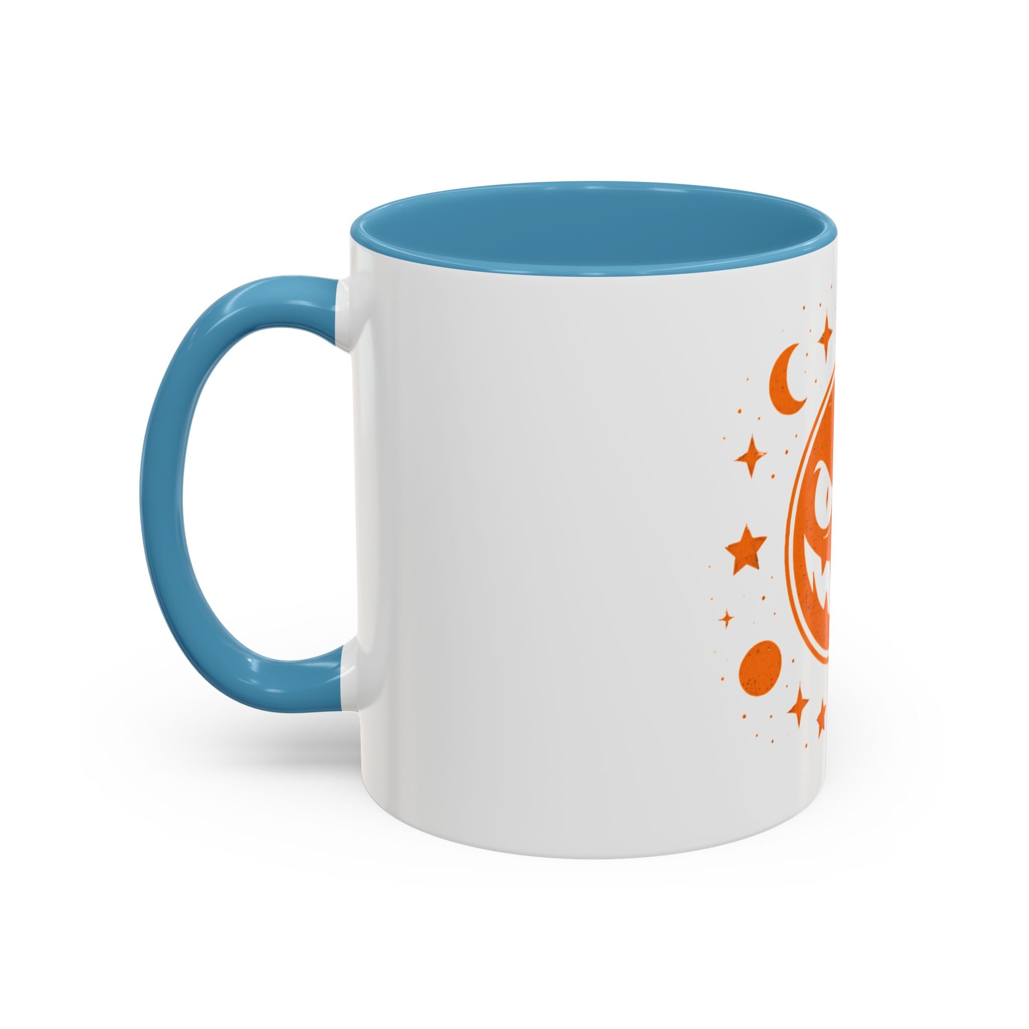 Cosmic Grin Coffee Mug - Fun Space Design, Halloween Gift, Unique Ceramic Mug, Sci-Fi Lover's Drinkware, Planetary Decor