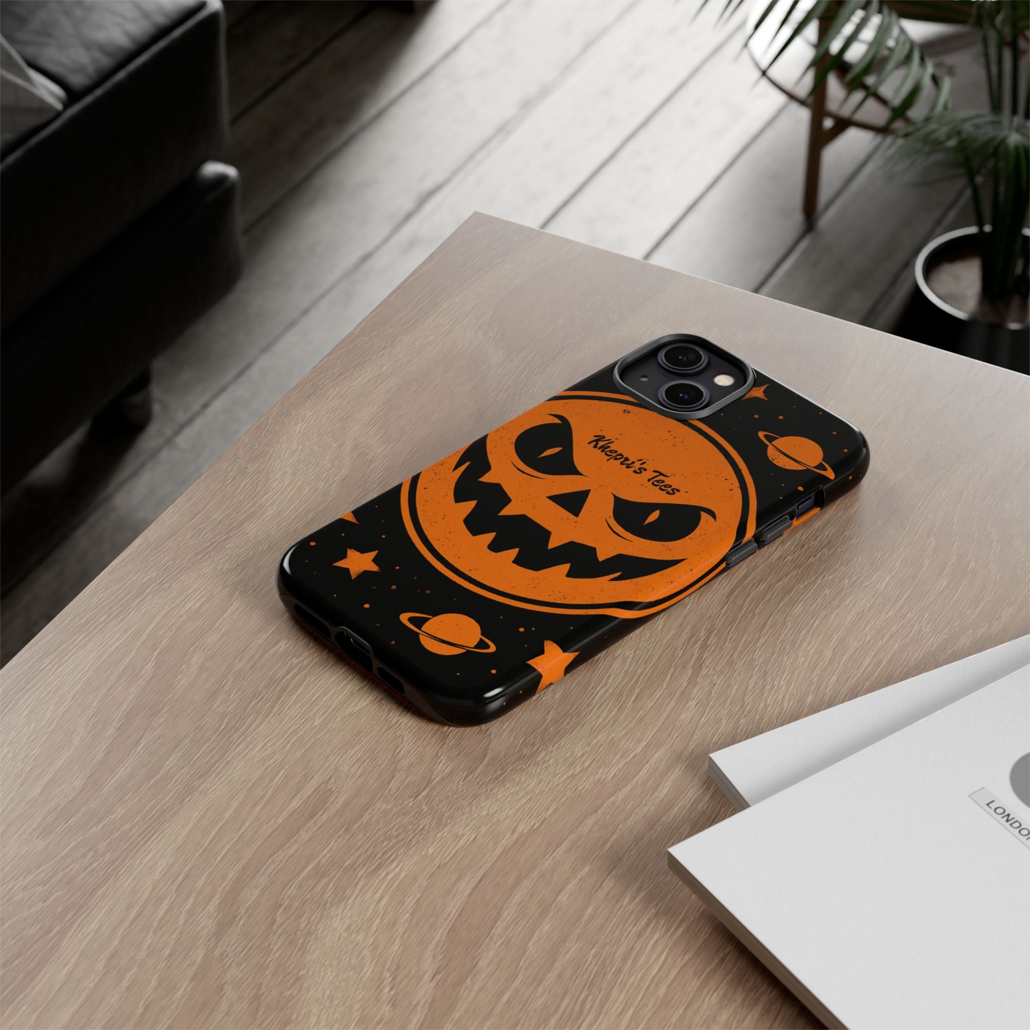Halloween Monster Sun Phone Case, Spooky Cell Phone Cover, Tough Case for Halloween Lovers, Galaxy Print Phone Accessory, Kids & Adults Gift