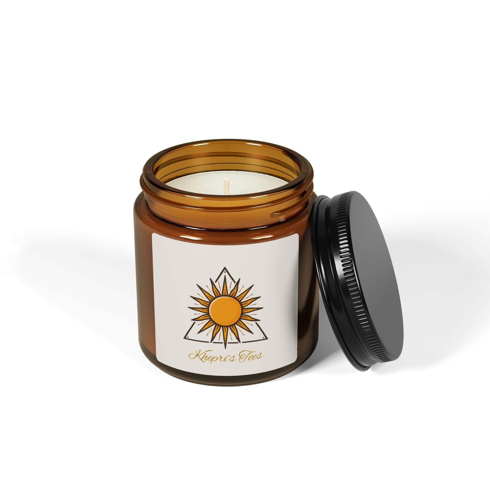 Soy Candle — Amber Jar with Sunflower Logo (Scented, Multi-Size)