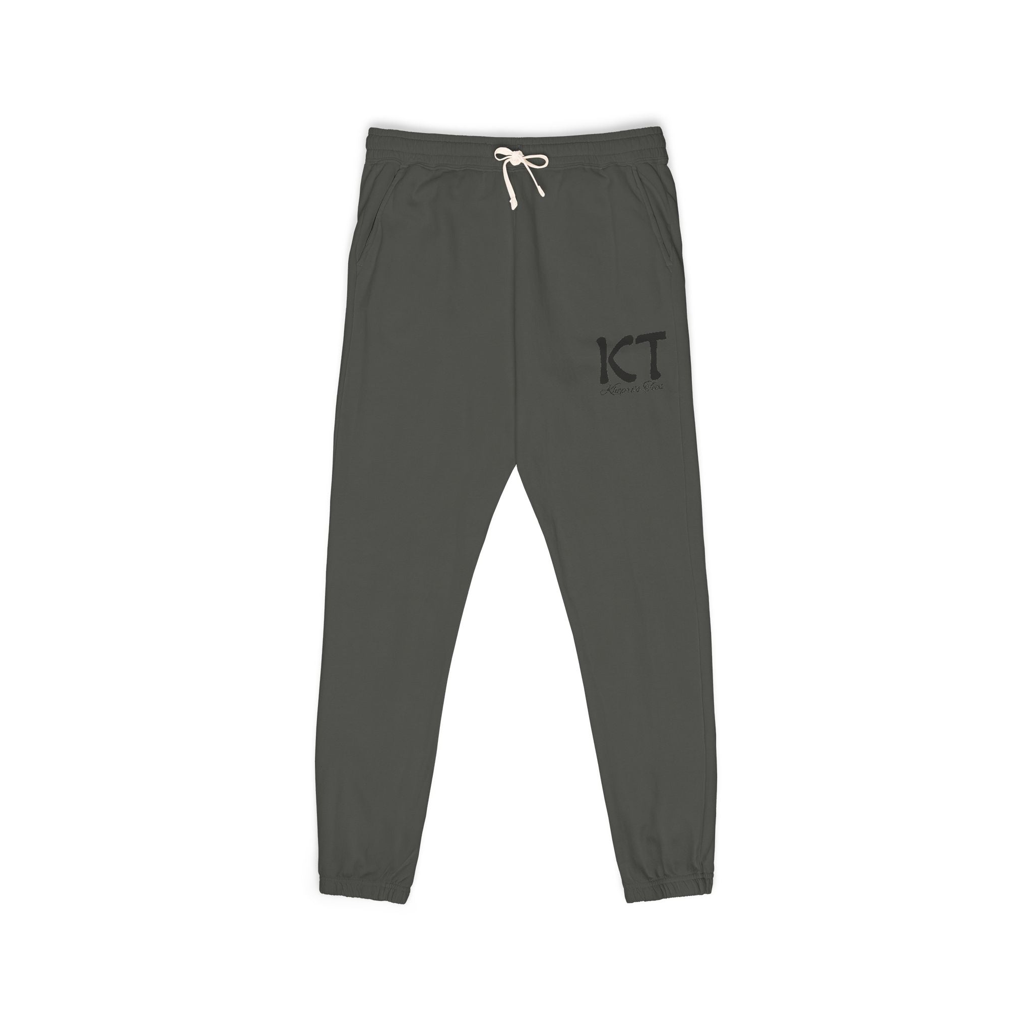 (Black) Comfy Fleece KT Sweatpants for Everyone - Cozy Loungewear, Perfect for Relaxing, Gifts, Travel, Indoor Wear, Khepri's Tees Fashion Pants