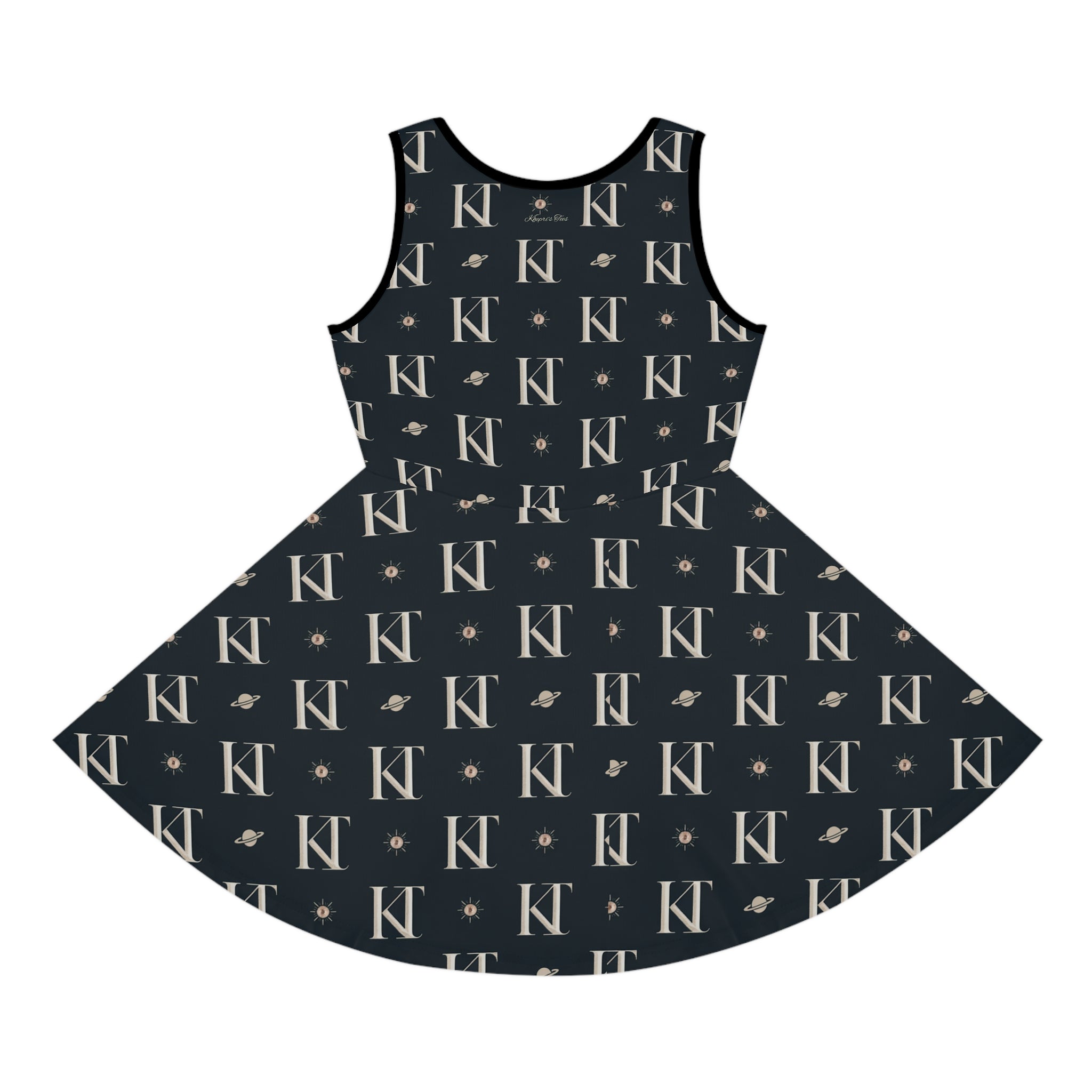 Cosmic Monogram Girls' Sundress, Summer Dress, Party Outfit, Birthday Gift, Stylish Playwear, Personalized Fashion
