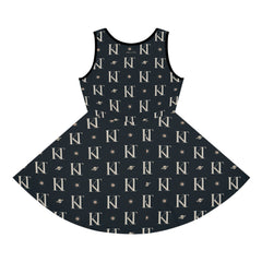 Cosmic Monogram Girls' Sundress, Summer Dress, Party Outfit, Birthday Gift, Stylish Playwear, Personalized Fashion