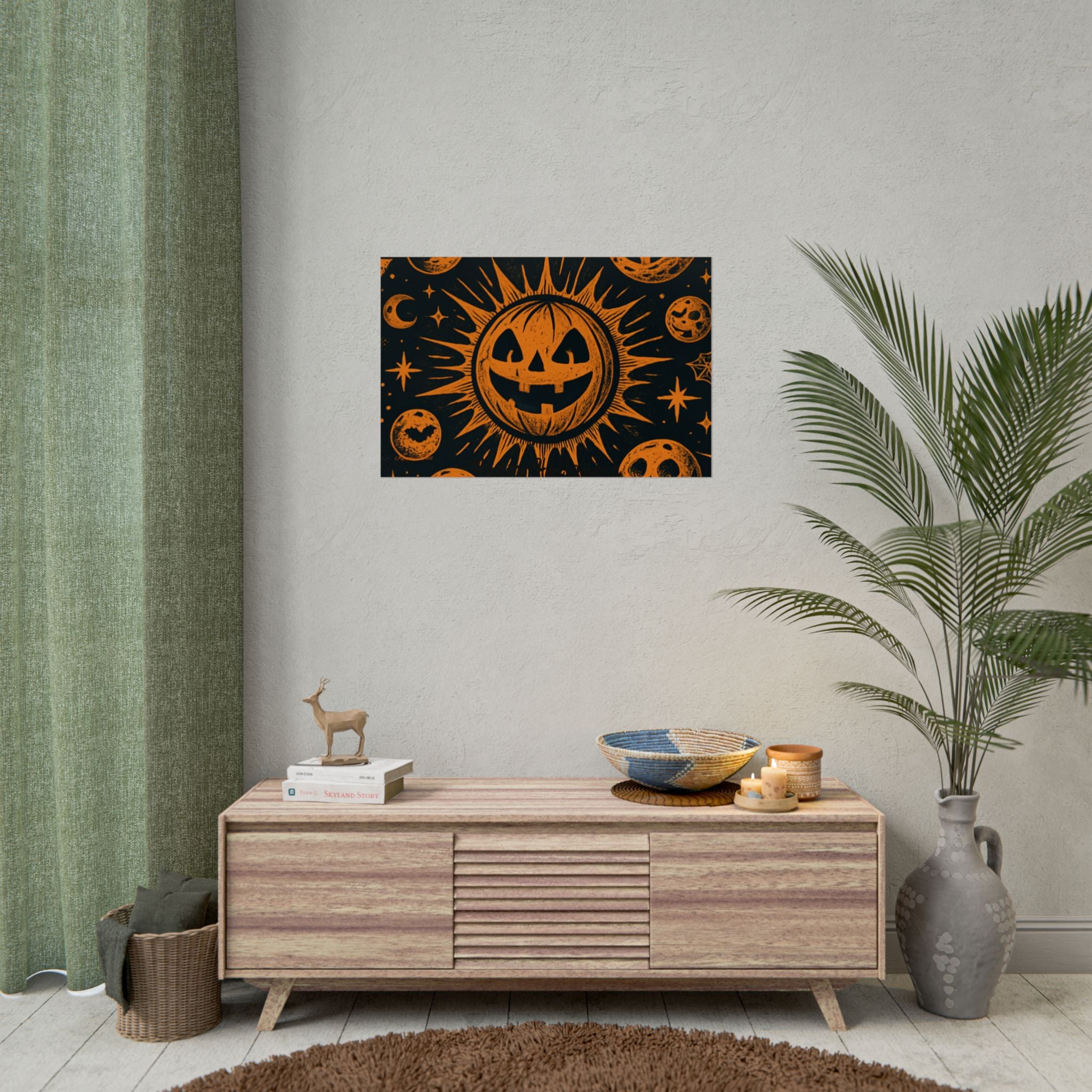 Sun & Friends- Halloween Rolled Poster, Spooky Wall Art, Fall Decor, Trick or Treat Print, Jack-o'-Lantern Home Decor