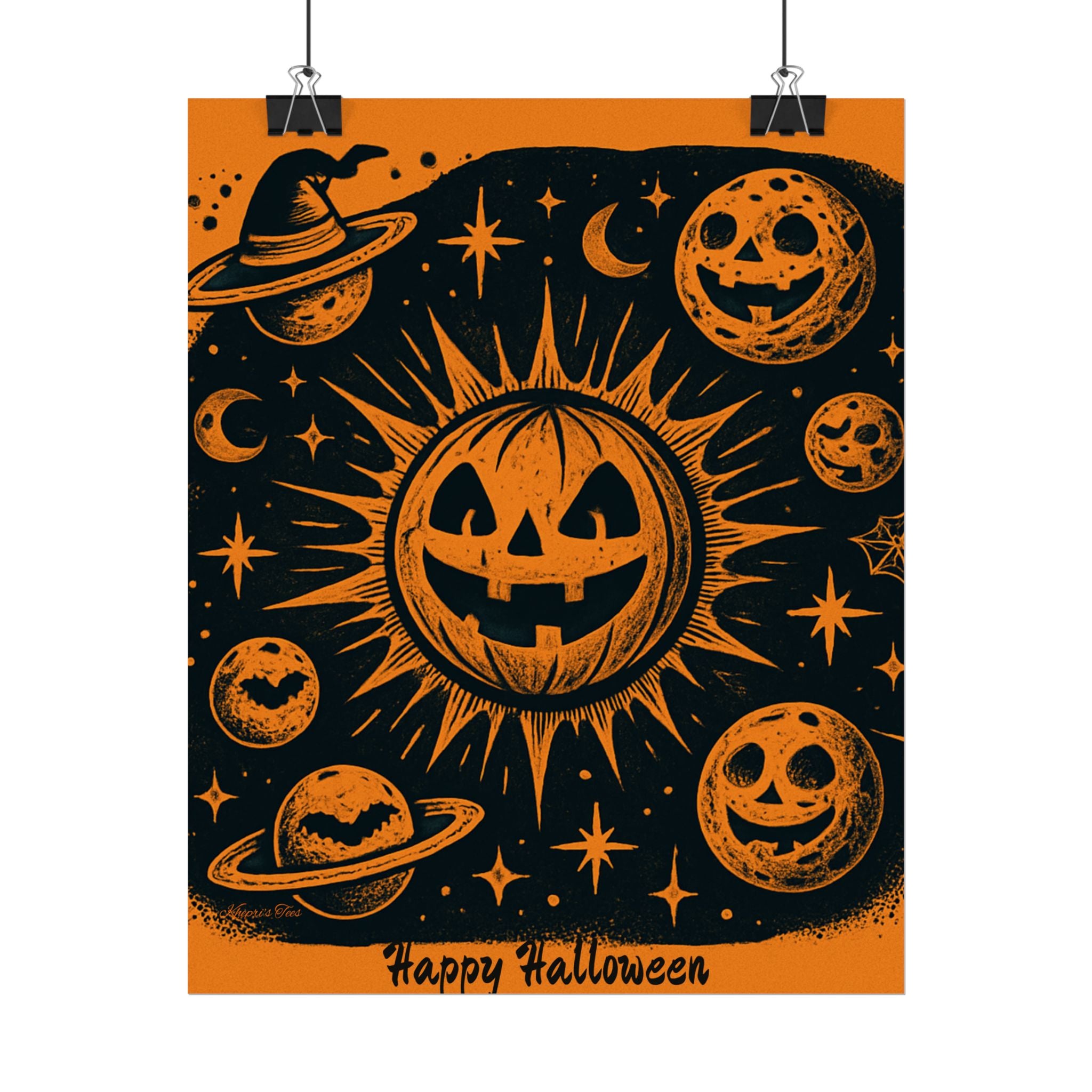 Sun & Friends- Halloween Rolled Poster, Spooky Wall Art, Fall Decor, Trick or Treat Print, Jack-o'-Lantern Home Decor