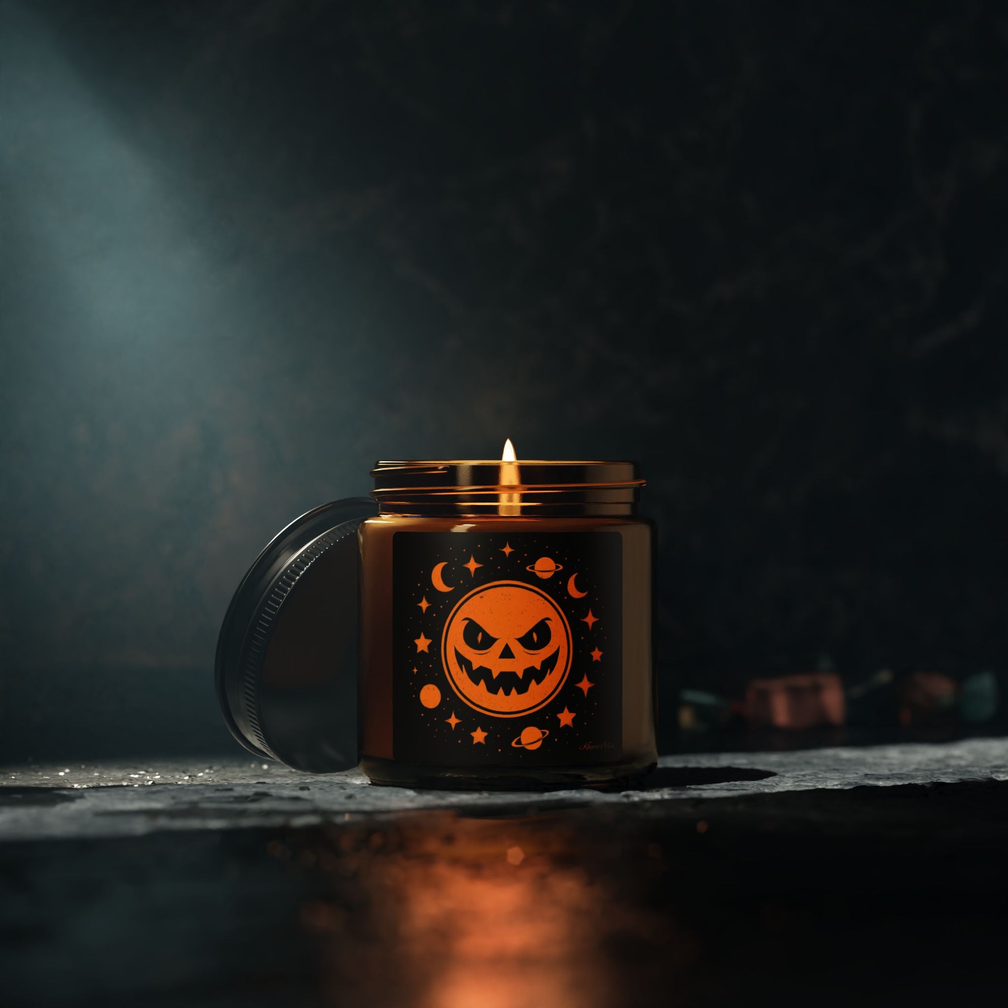 Halloween Pumpkin Scented Soy Candle, Khepri's Tees, Autumn Decor, Cozy Home Fragrance, Spooky Gift, Fall Celebration