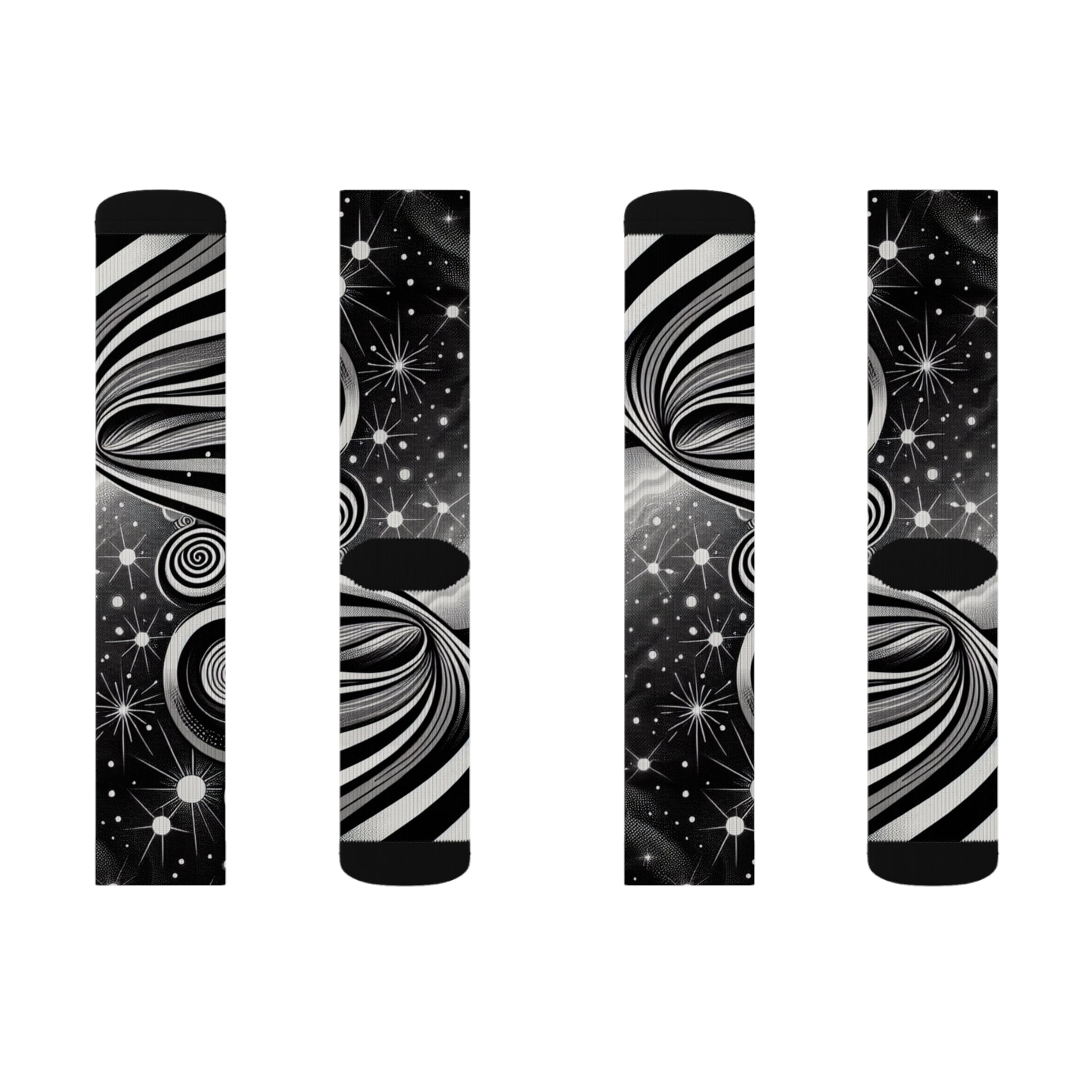 Cosmic Pattern Socks, Unique Sublimation Socks for Astronomers, Gift for Space Lovers, Black and White Starry Design, Stylish [...]