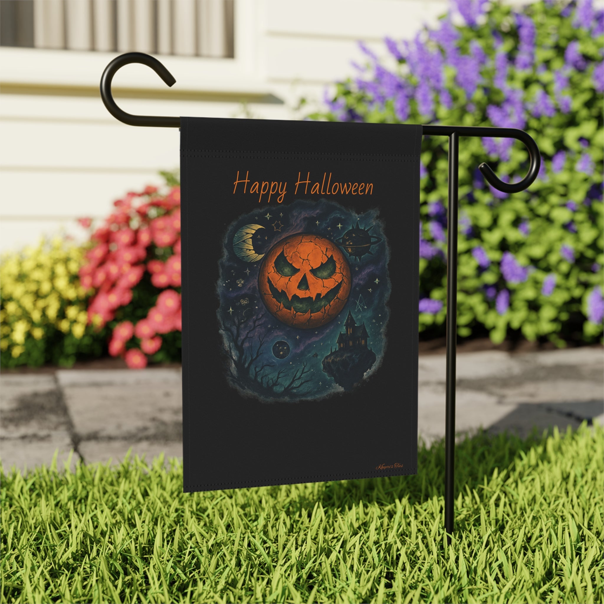 Pumpkin Sun, Mummy Moon-Halloween Garden Banner, Spooky Sun, Outdoor Decor, Happy Halloween Flag, Fall Decorations, Garden Stake, Seasonal Yard Art
