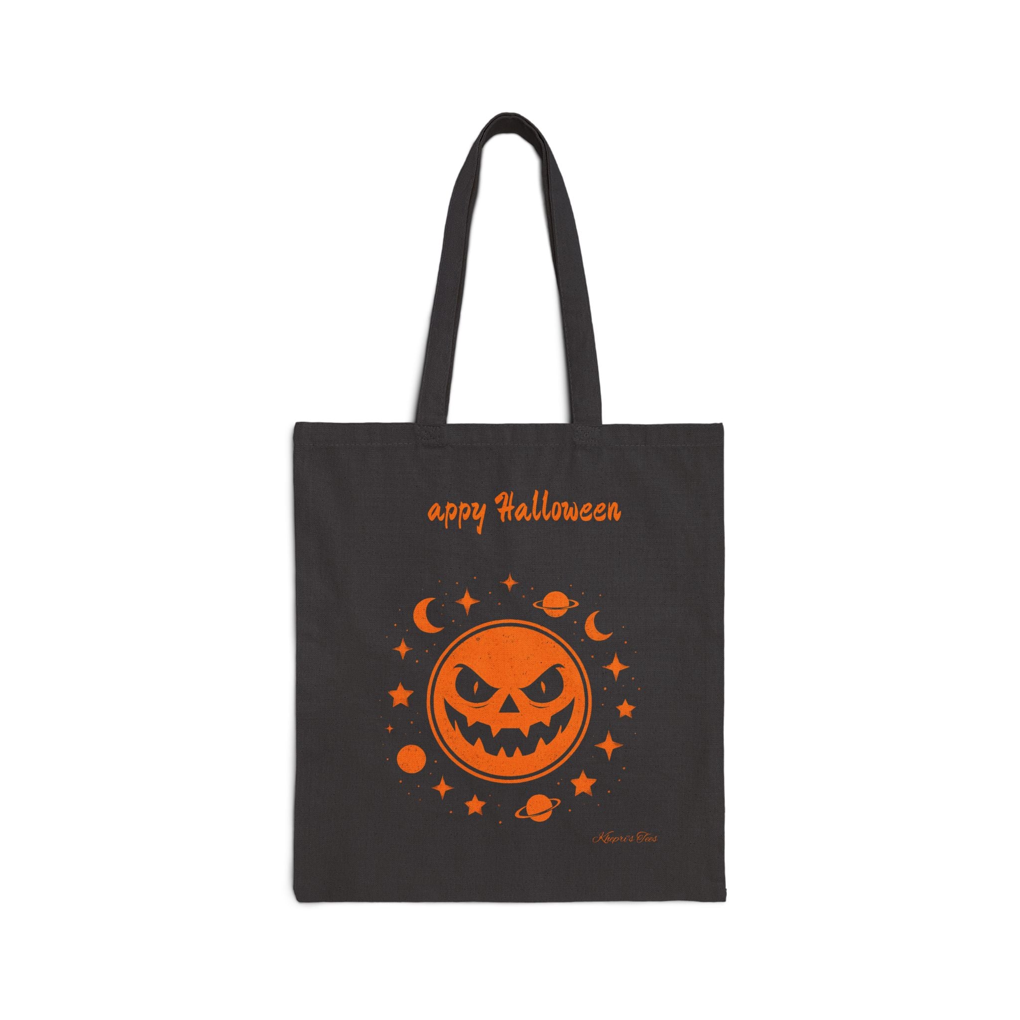 Halloween Cotton Canvas Tote Bag, Trick or Treat Bag, Eco-Friendly Candy Bag Reusable Shopping Tote, Fall Festive Bag, Cute Pumpkin Design