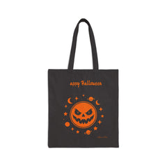 Halloween Cotton Canvas Tote Bag, Trick or Treat Bag, Eco-Friendly Candy Bag Reusable Shopping Tote, Fall Festive Bag, Cute Pumpkin Design