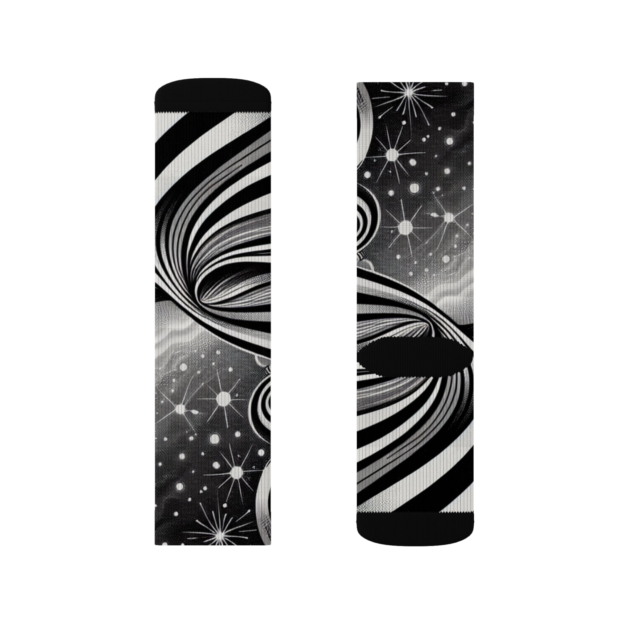 Cosmic Pattern Socks, Unique Sublimation Socks for Astronomers, Gift for Space Lovers, Black and White Starry Design, Stylish [...]