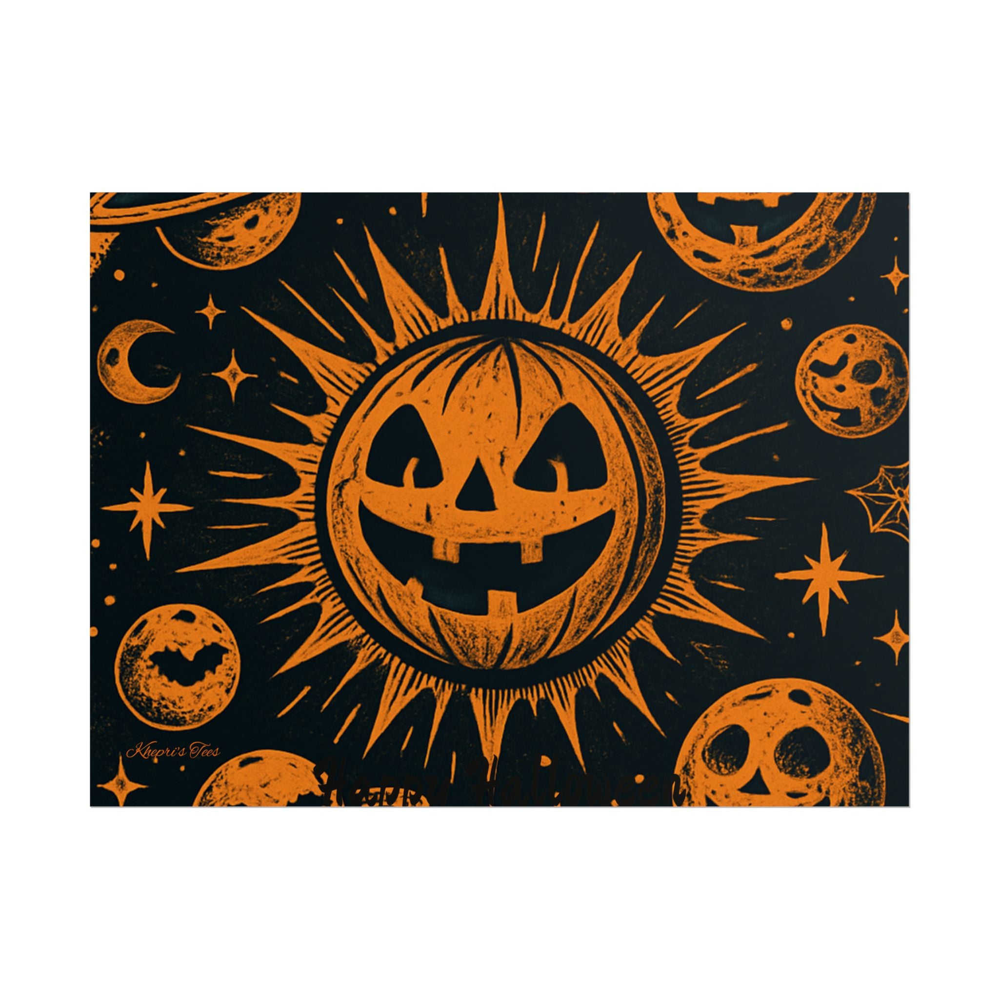 Sun & Friends- Halloween Rolled Poster, Spooky Wall Art, Fall Decor, Trick or Treat Print, Jack-o'-Lantern Home Decor