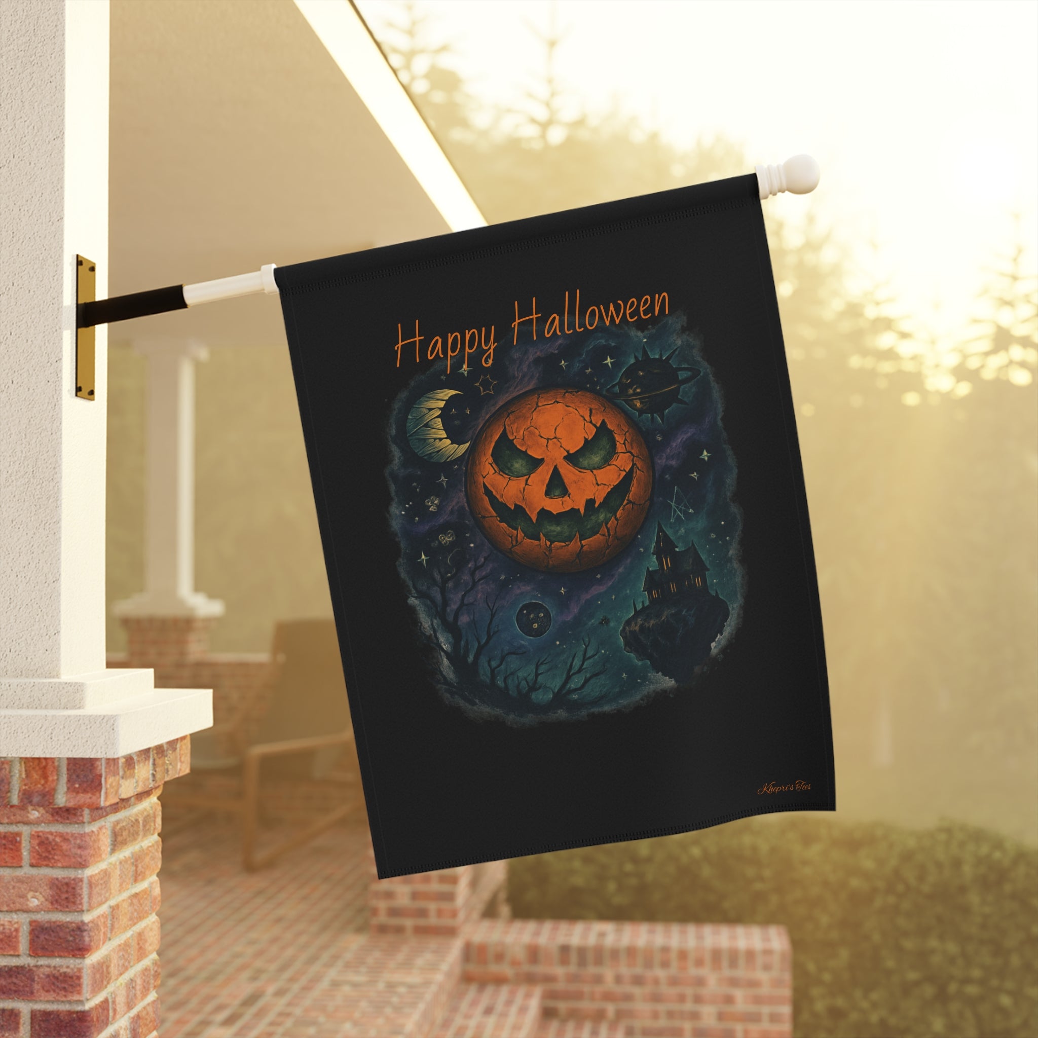 Pumpkin Sun, Mummy Moon-Halloween Garden Banner, Spooky Sun, Outdoor Decor, Happy Halloween Flag, Fall Decorations, Garden Stake, Seasonal Yard Art