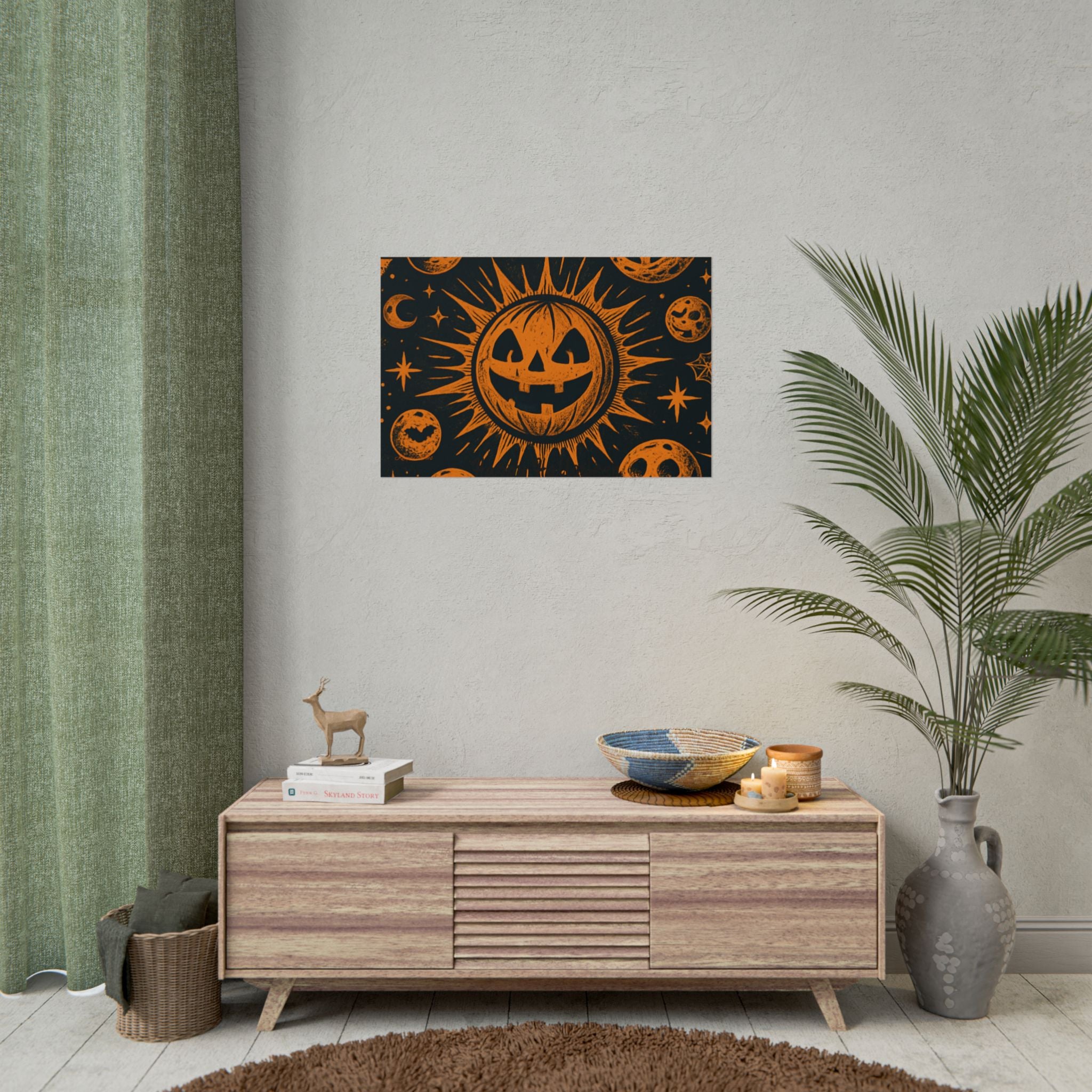 Sun & Friends- Halloween Rolled Poster, Spooky Wall Art, Fall Decor, Trick or Treat Print, Jack-o'-Lantern Home Decor