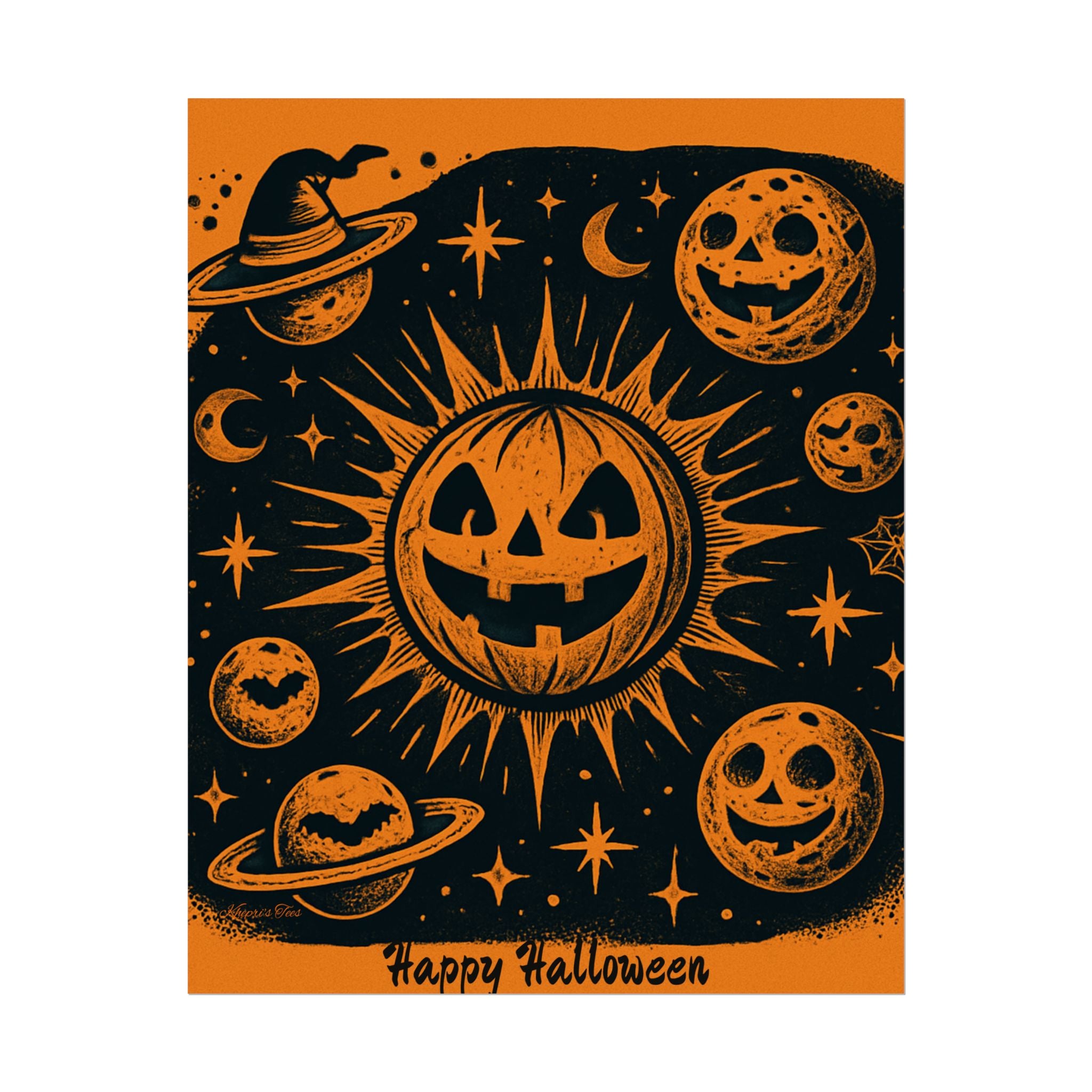 Sun & Friends- Halloween Rolled Poster, Spooky Wall Art, Fall Decor, Trick or Treat Print, Jack-o'-Lantern Home Decor