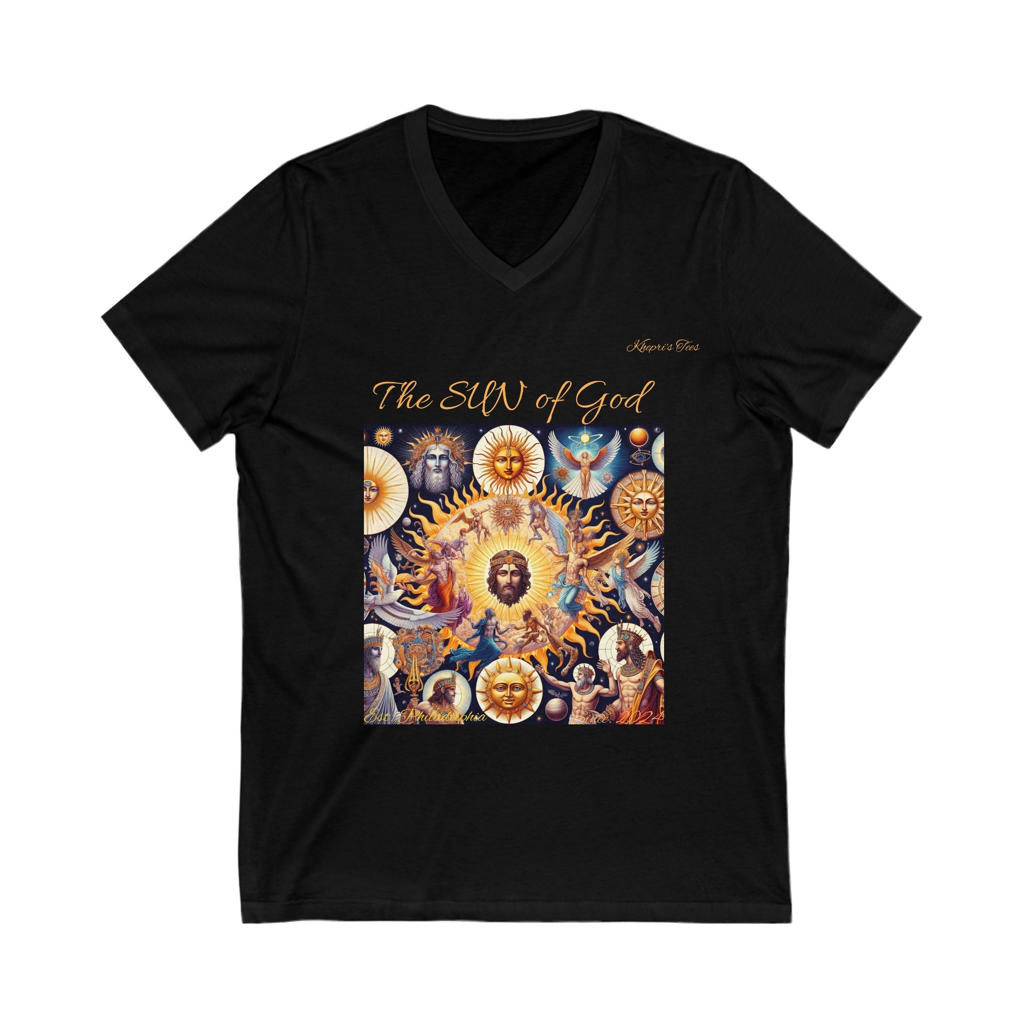 Sun of God-Unisex Jersey Short Sleeve V-Neck Tee
