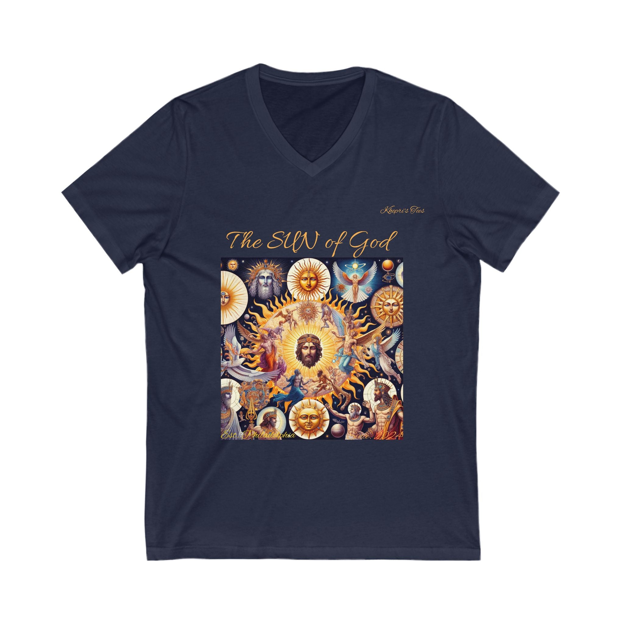 Sun of God-Unisex Jersey Short Sleeve V-Neck Tee
