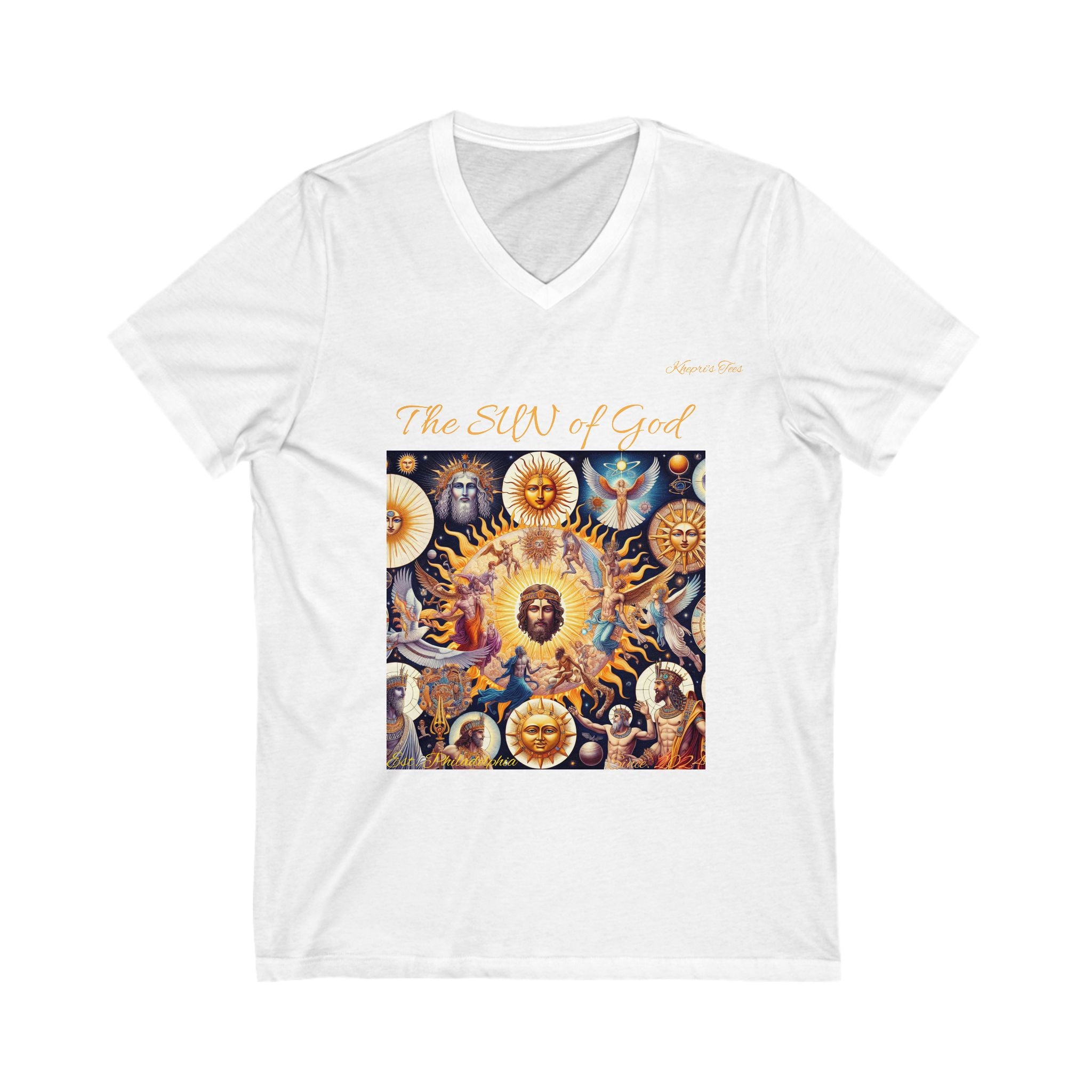 Sun of God-Unisex Jersey Short Sleeve V-Neck Tee