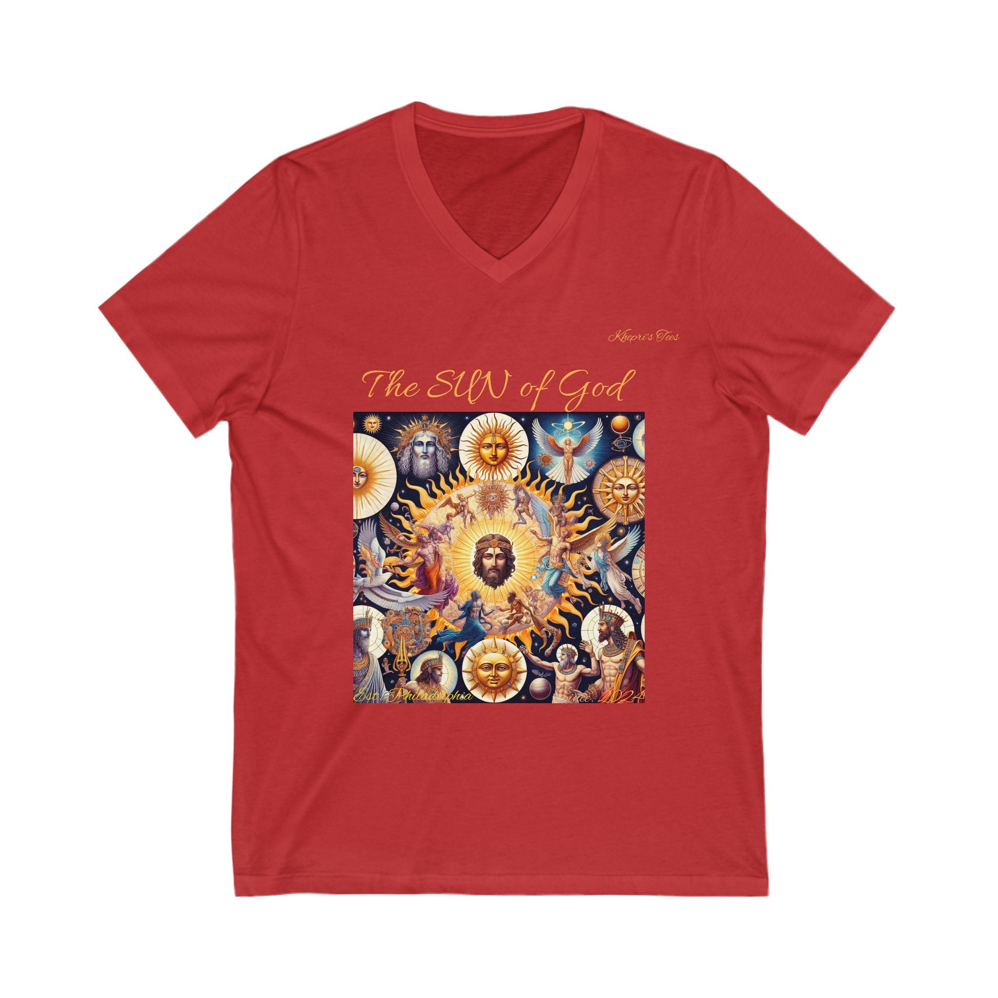 Sun of God-Unisex Jersey Short Sleeve V-Neck Tee