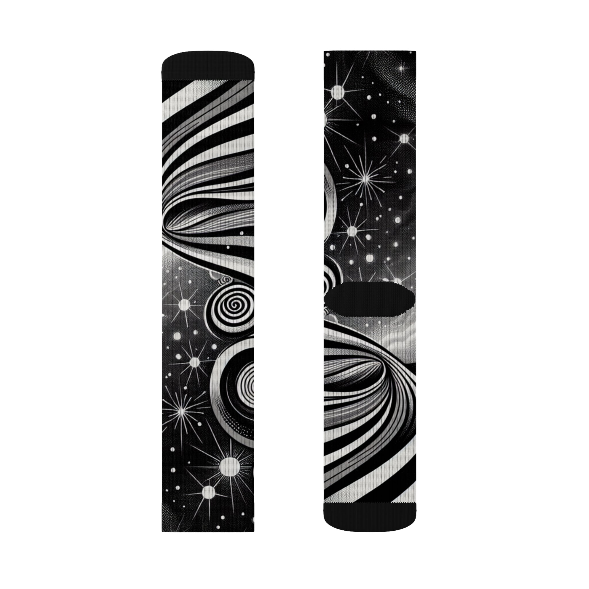 Cosmic Pattern Socks, Unique Sublimation Socks for Astronomers, Gift for Space Lovers, Black and White Starry Design, Stylish [...]