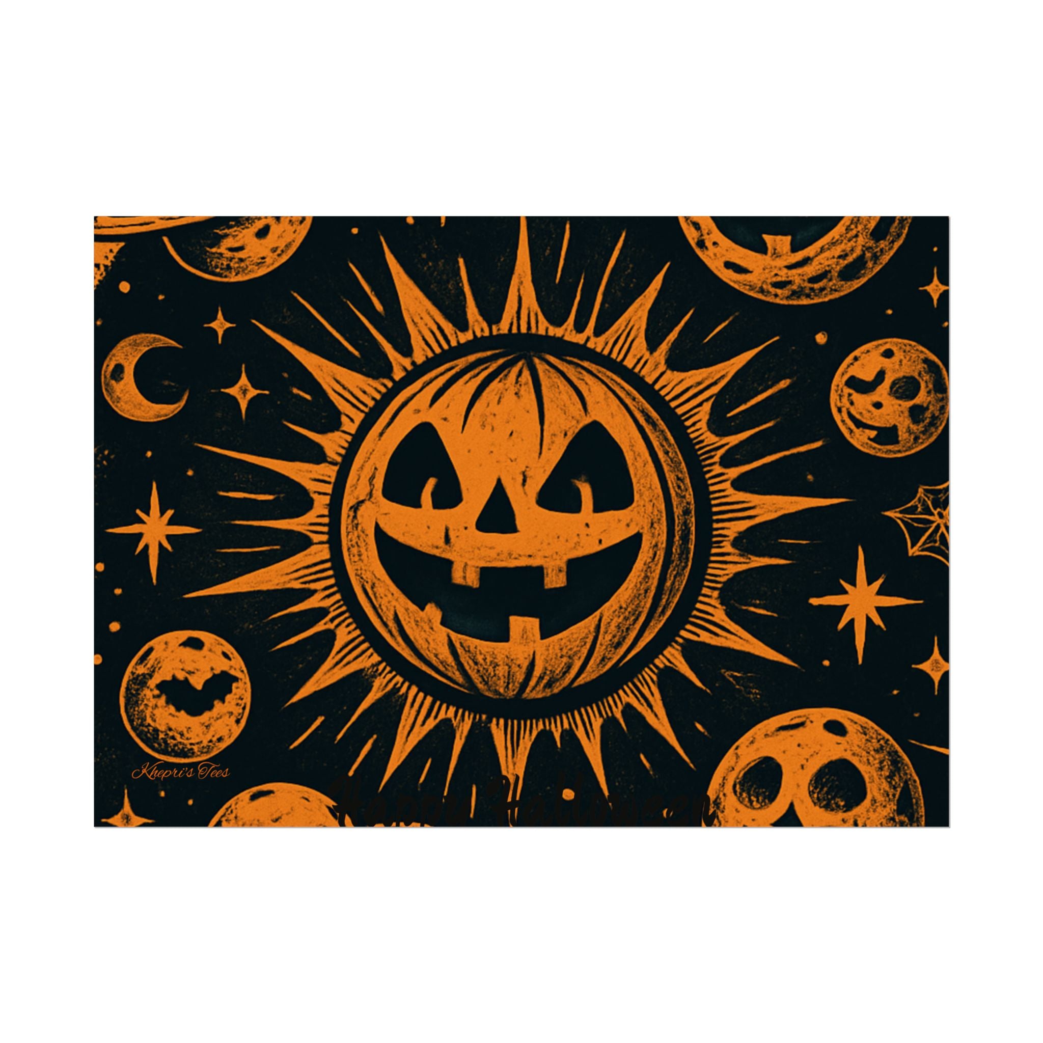 Sun & Friends- Halloween Rolled Poster, Spooky Wall Art, Fall Decor, Trick or Treat Print, Jack-o'-Lantern Home Decor