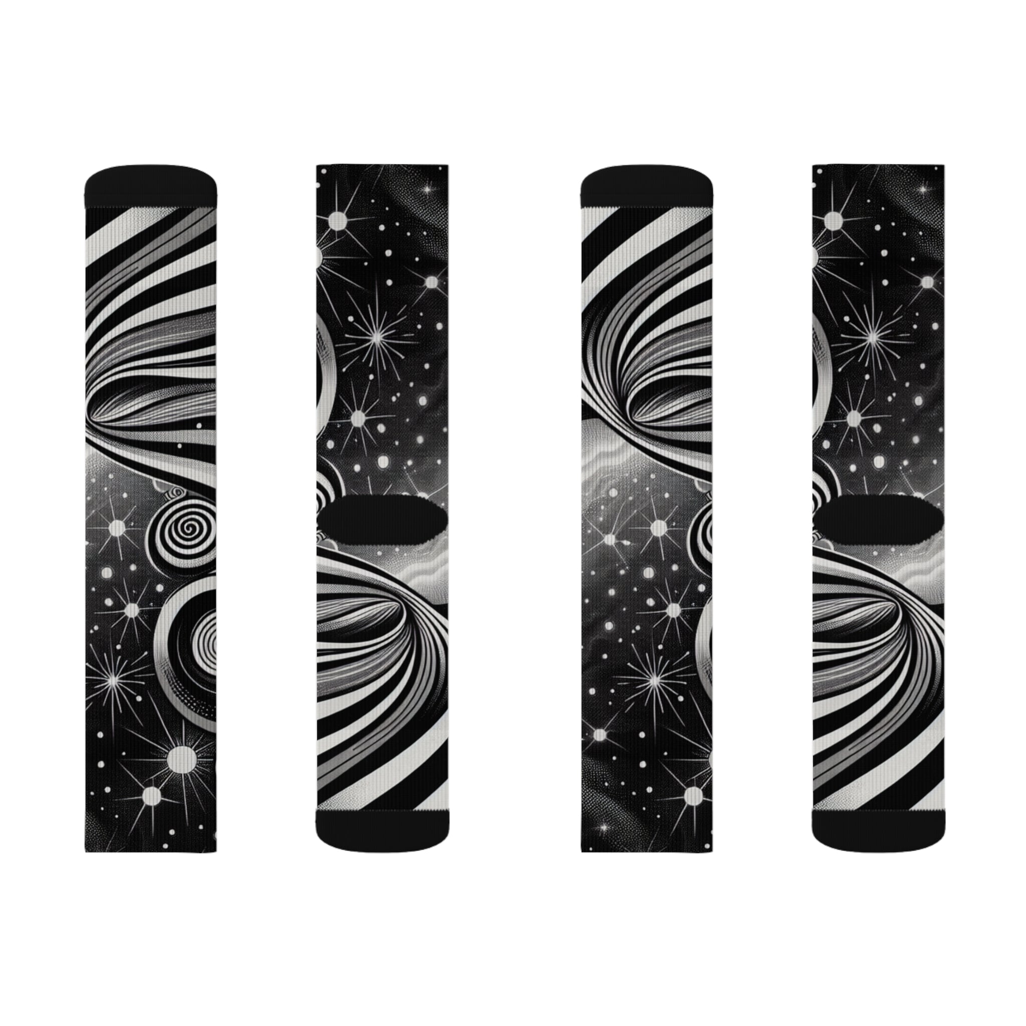 Cosmic Pattern Socks, Unique Sublimation Socks for Astronomers, Gift for Space Lovers, Black and White Starry Design, Stylish [...]