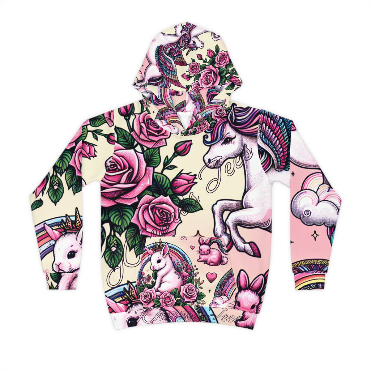 Rainbow Rabbit Unicorn Hoodie-Youth