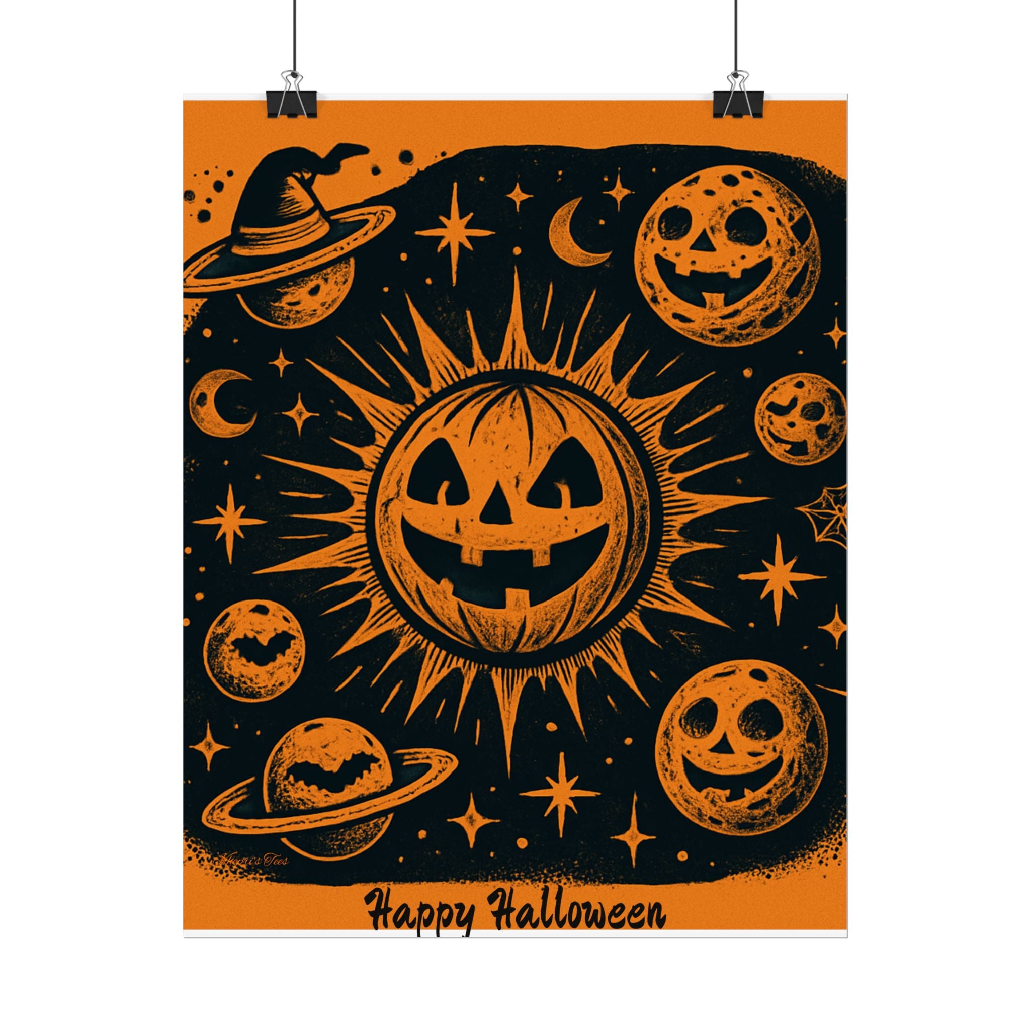 Sun & Friends- Halloween Rolled Poster, Spooky Wall Art, Fall Decor, Trick or Treat Print, Jack-o'-Lantern Home Decor
