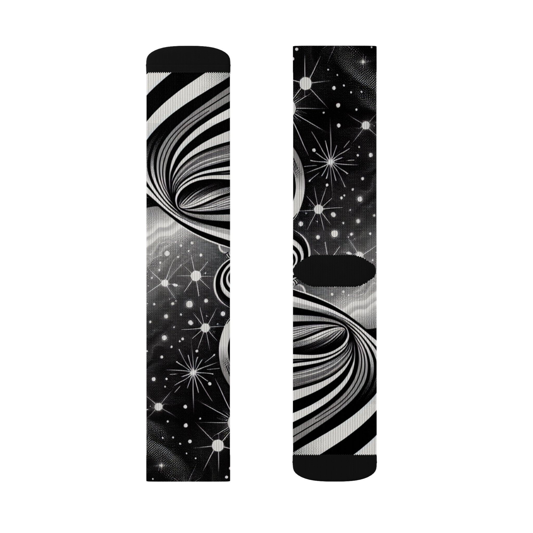 Cosmic Pattern Socks, Unique Sublimation Socks for Astronomers, Gift for Space Lovers, Black and White Starry Design, Stylish [...]