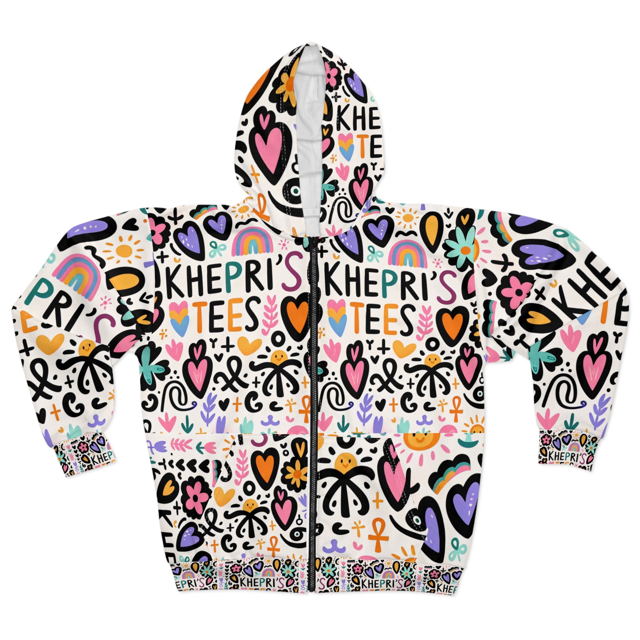 Colorful Unisex Zip Hoodie with Fun Patterns, Vibrant Art, Casual Wear, Gift for Him/Her, Cozy Fashion, Trendy Streetwear